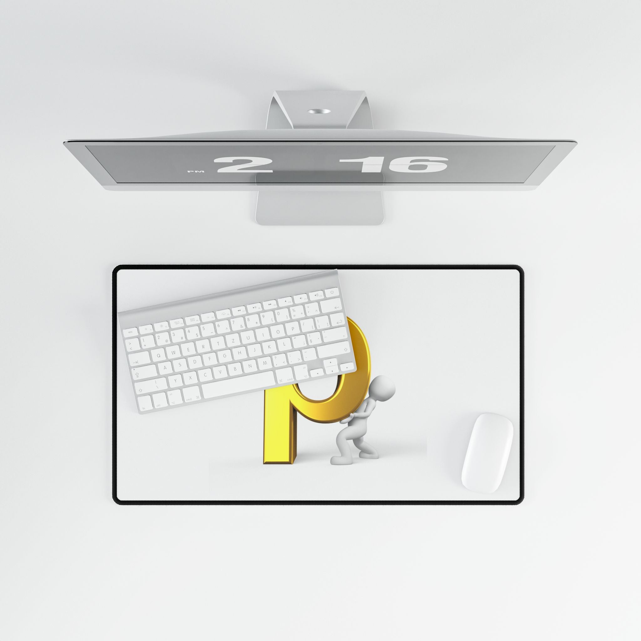 Golden Letter P Desk Mat | Alphabet Initial Mousepad Deskpad