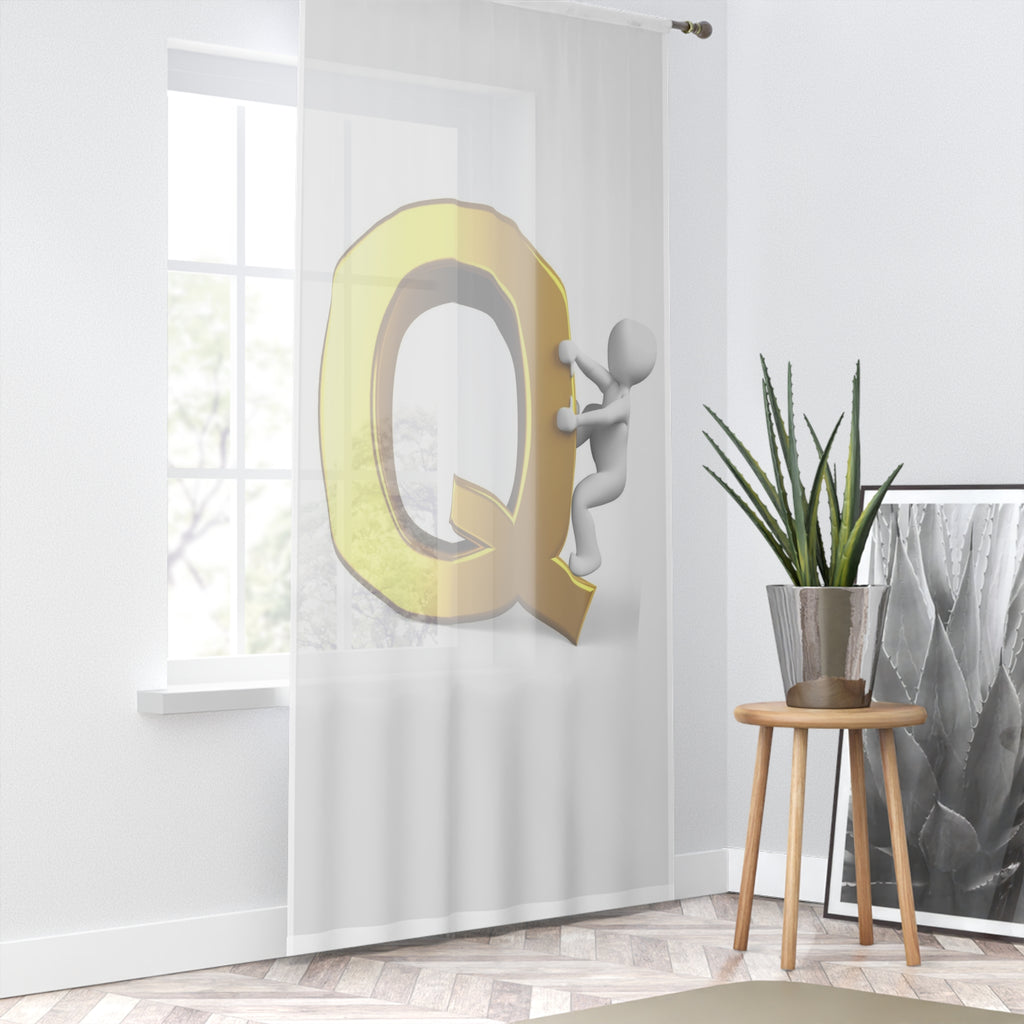 Gold Letter Q Curtain | Monogram Window Curtain, Alphabet Decor