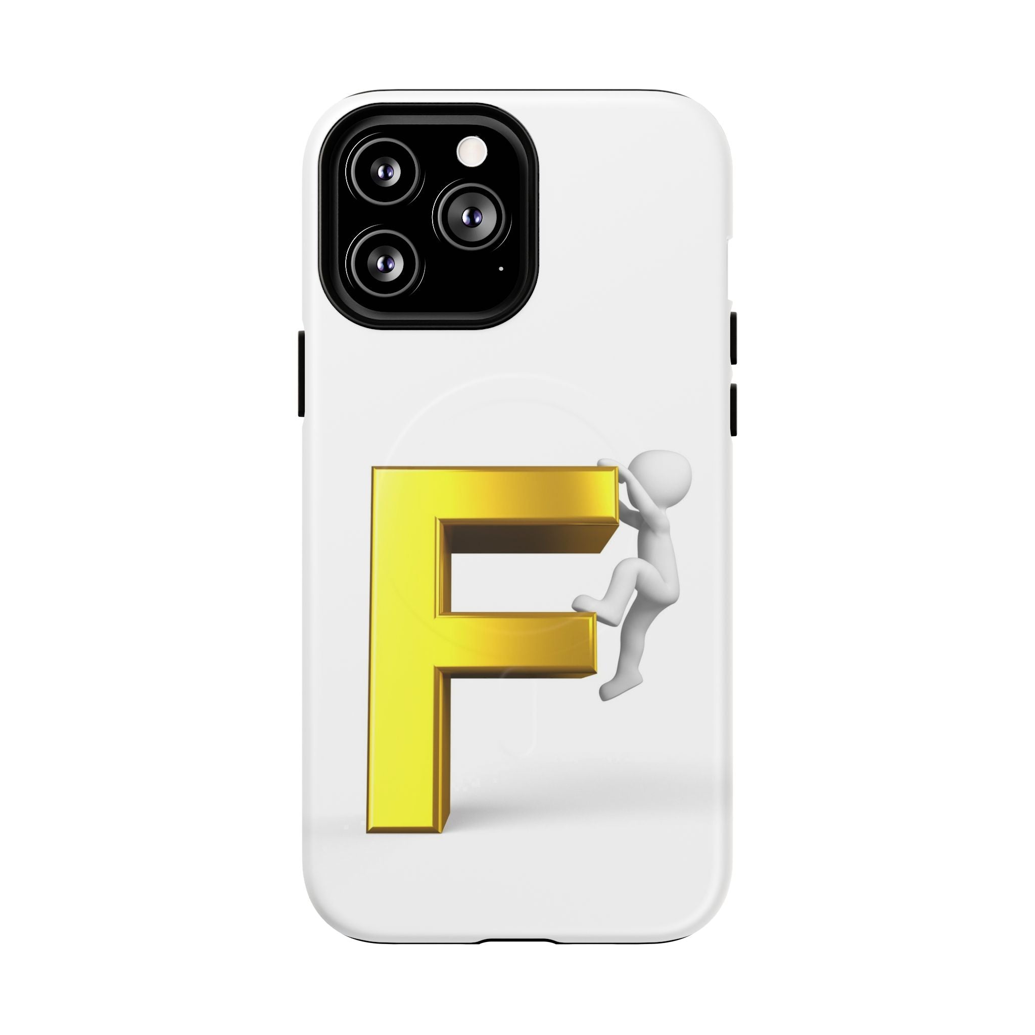 3D Gold Letter F Climber Phone Case | Magnetic Tough Case