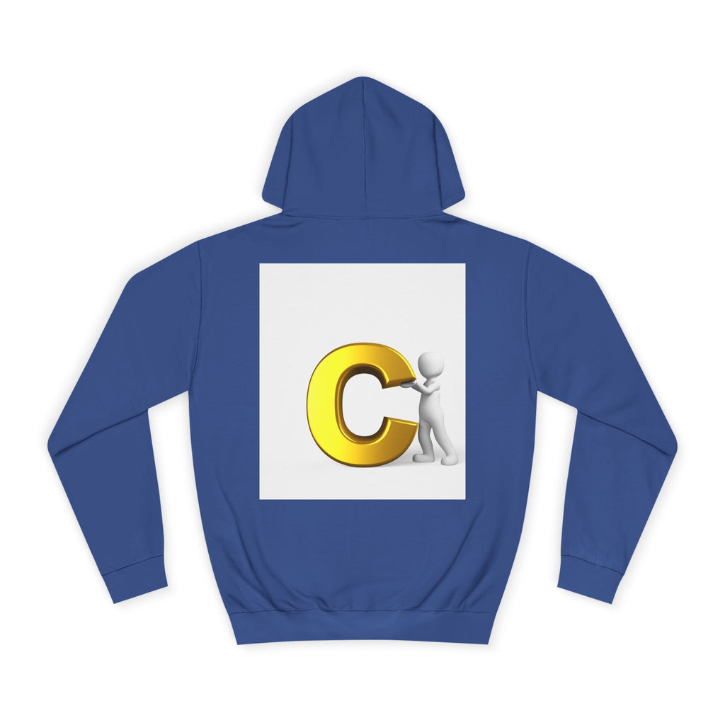 3D Yellow Letter C with Character Hoodie | Initial Monogram Sweatshirt