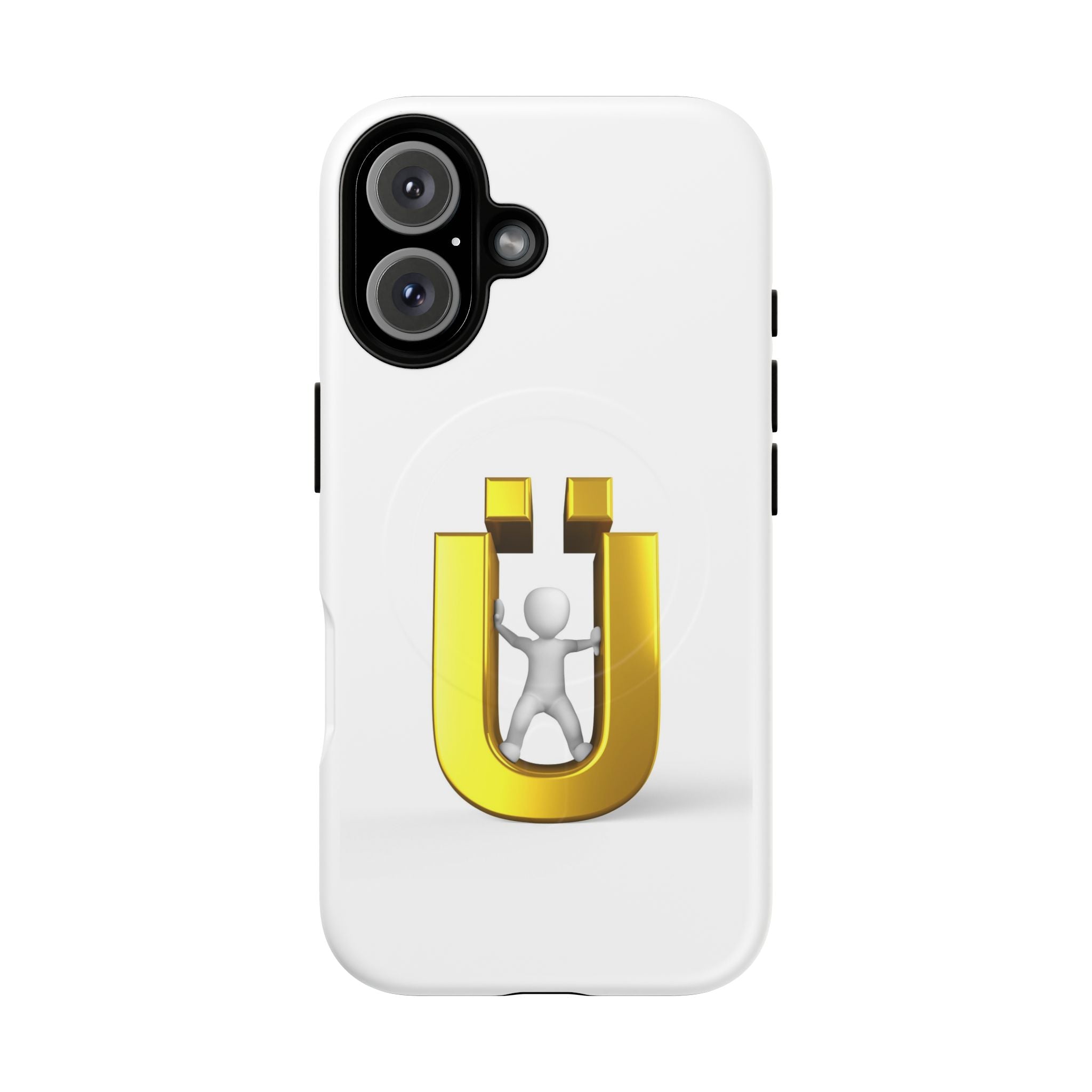 Coque de téléphone à logo lettre Ü dorée | Coque magnétique robuste