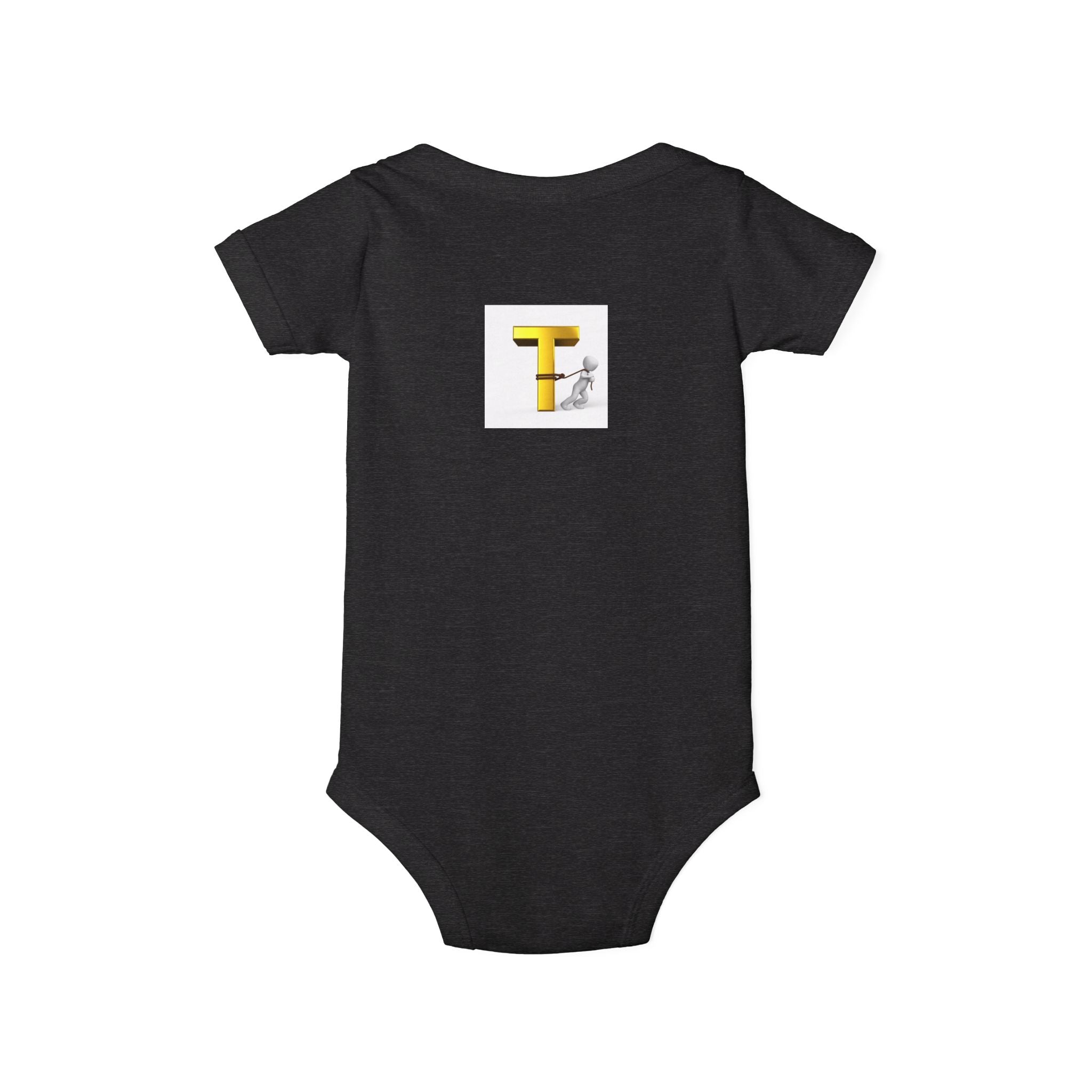 Yellow Letter T with Figure Infant Onesie | Baby Monogram Onesie