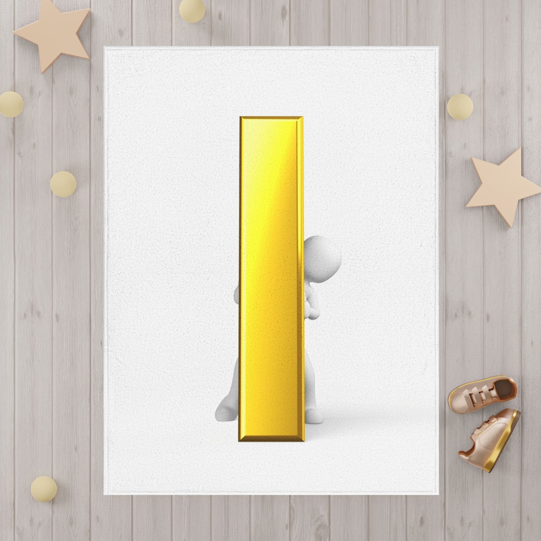 Gold Letter i 3D Character Toddler Blanket | Playful First Place Design
