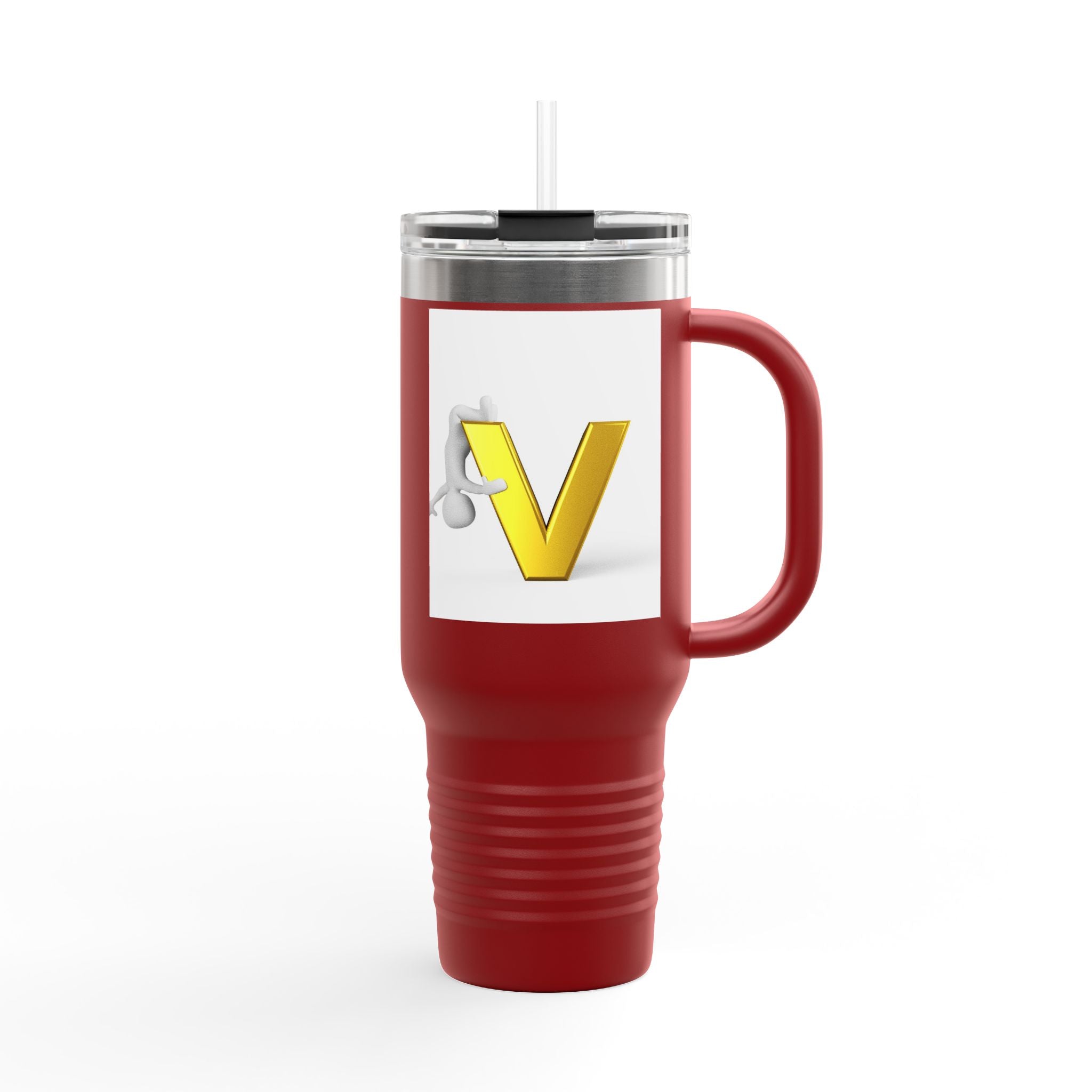 Gold Letter V Monogram Travel Mug | 40oz Insulated Tumbler