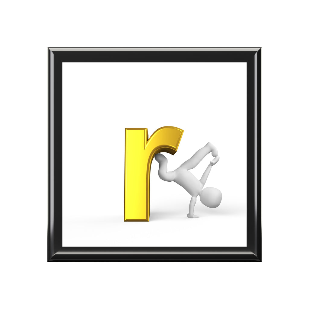 Letter R Acrobat Monogram Jewelry Box | Personalized Initial Keepsake