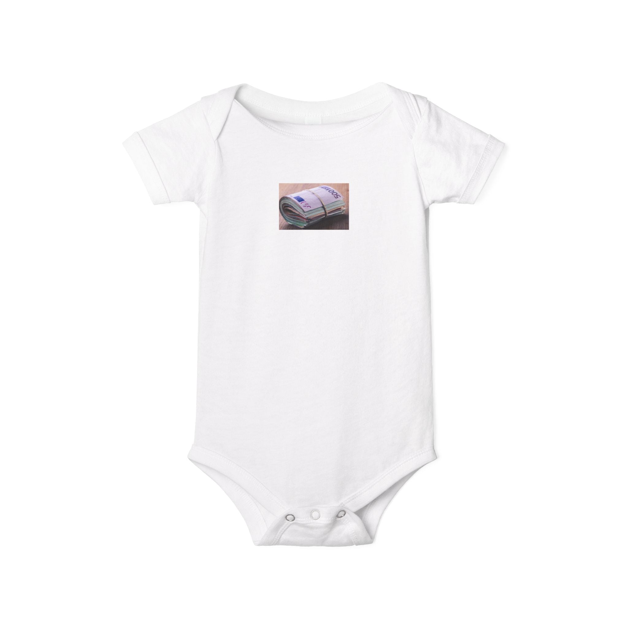 Grenouillère bébé motif pile de billets | Body imprimé argent