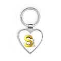 Gold Letter S Heart Keychain | Initial Keychain, Monogram Heart Keyring