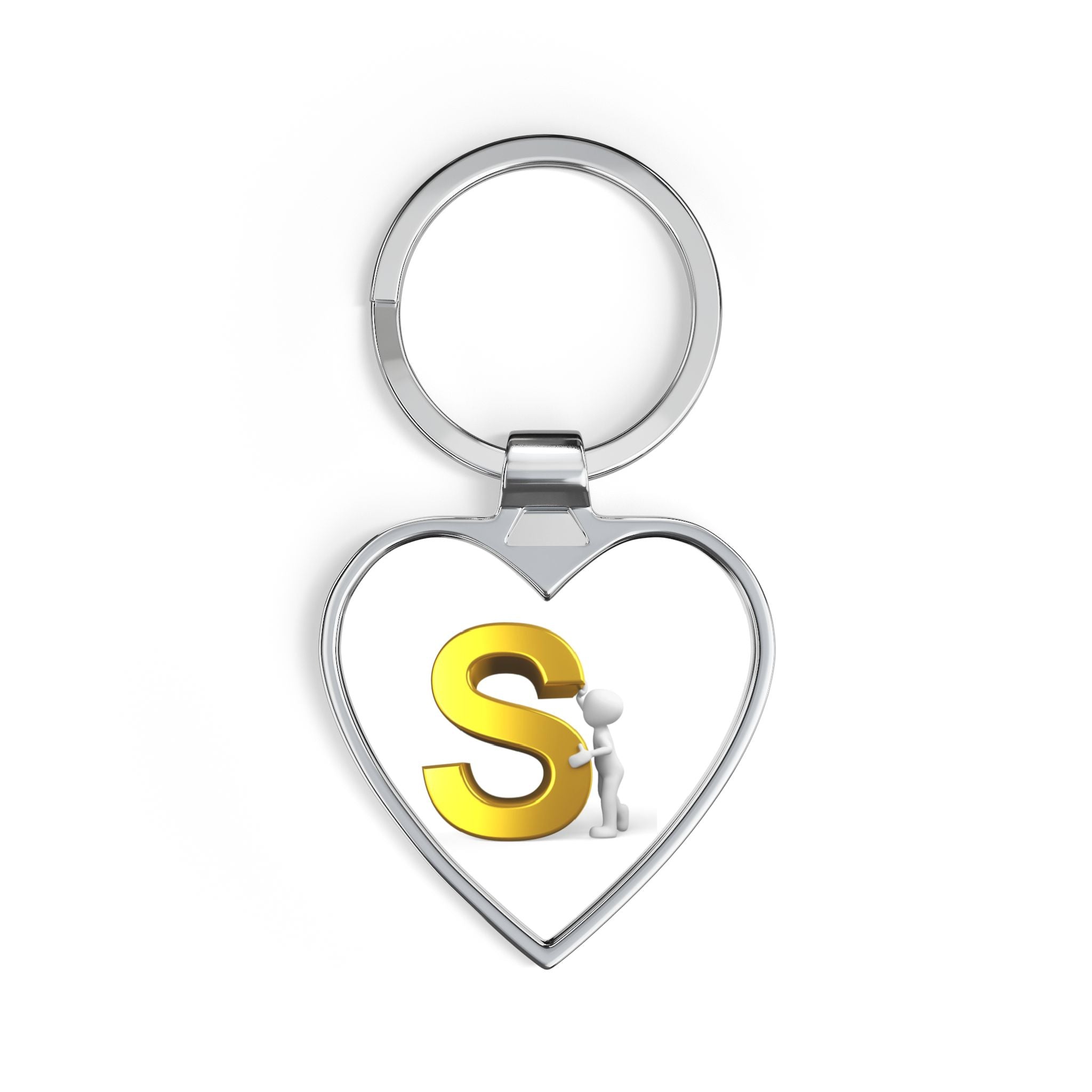 Gold Letter S Heart Keychain | Initial Keychain, Monogram Heart Keyring