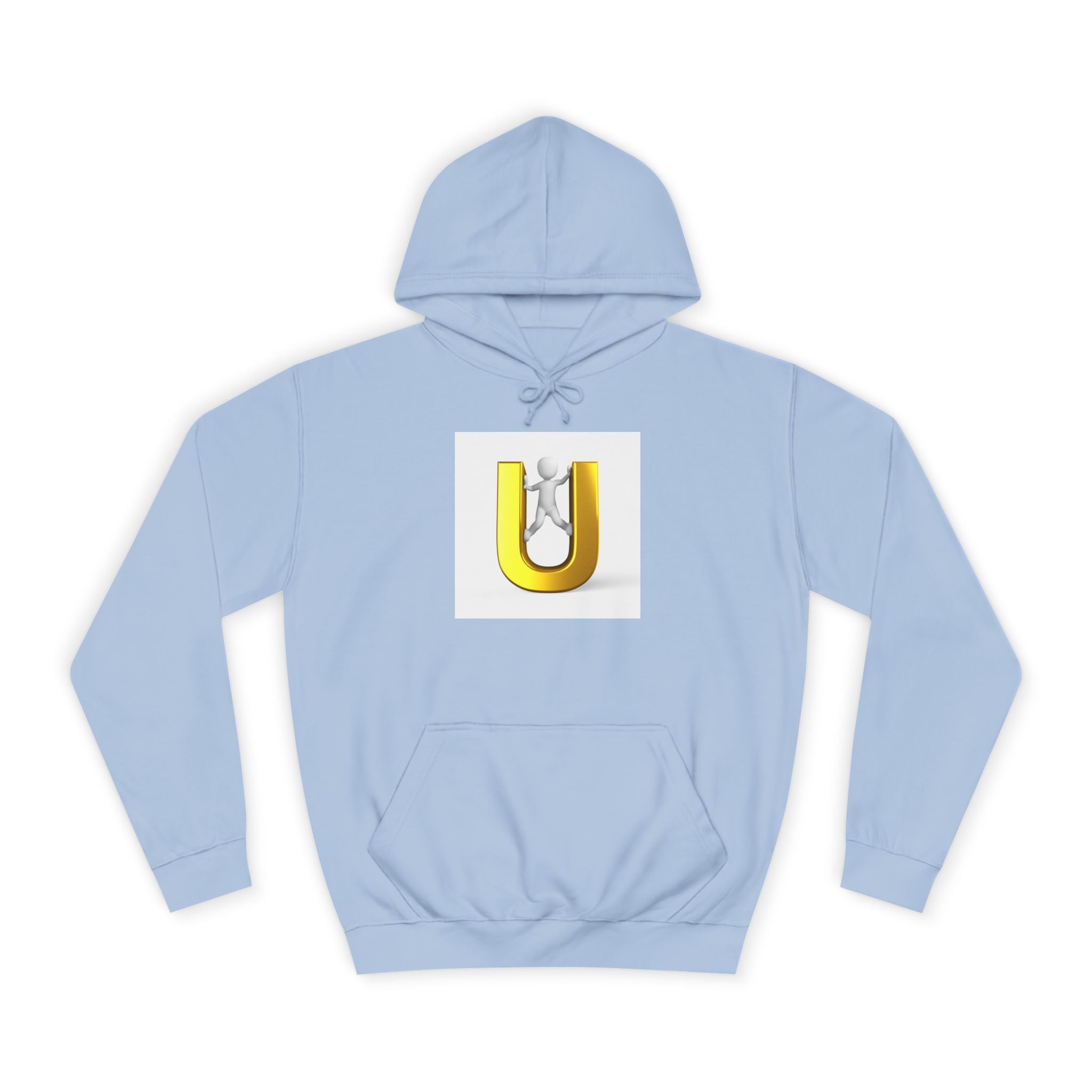 Sweat à capuche lettre U 3D Or | Sweat-shirt typographique bonhomme allumette grimpant