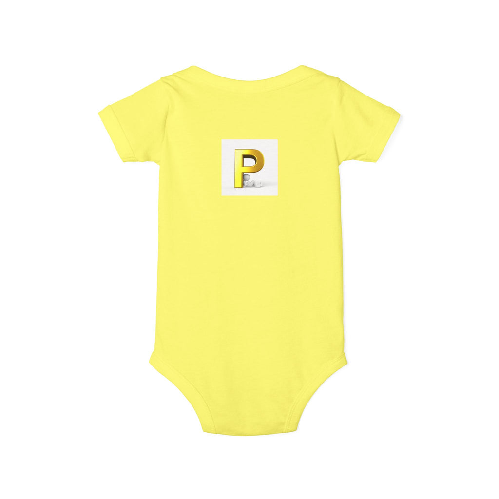 Gold Letter P Monogram Infant One Piece | Baby Bodysuit Initial