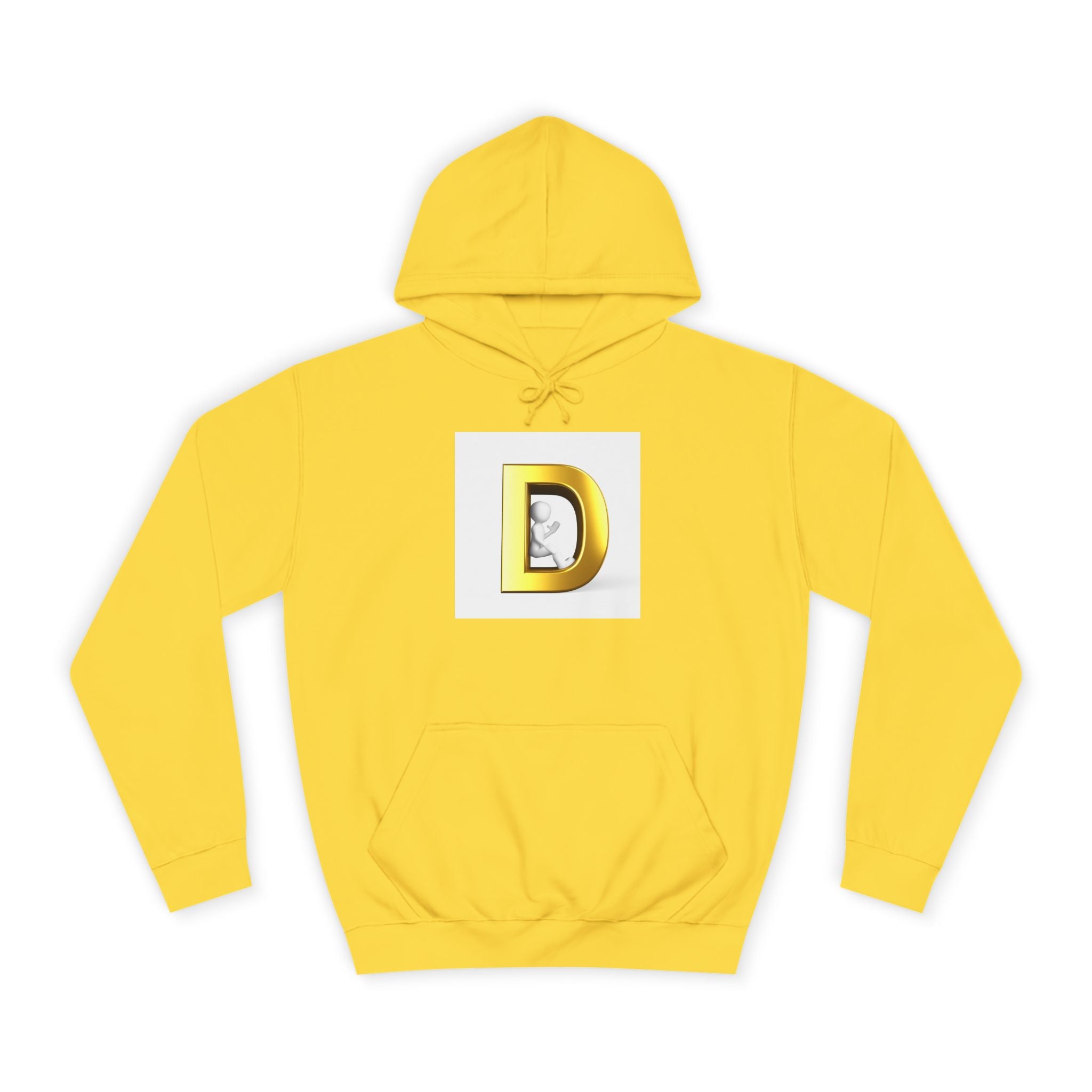 Gold Letter D Hoodie | Monogram Initial Sweatshirt, Metallic 3D Typography