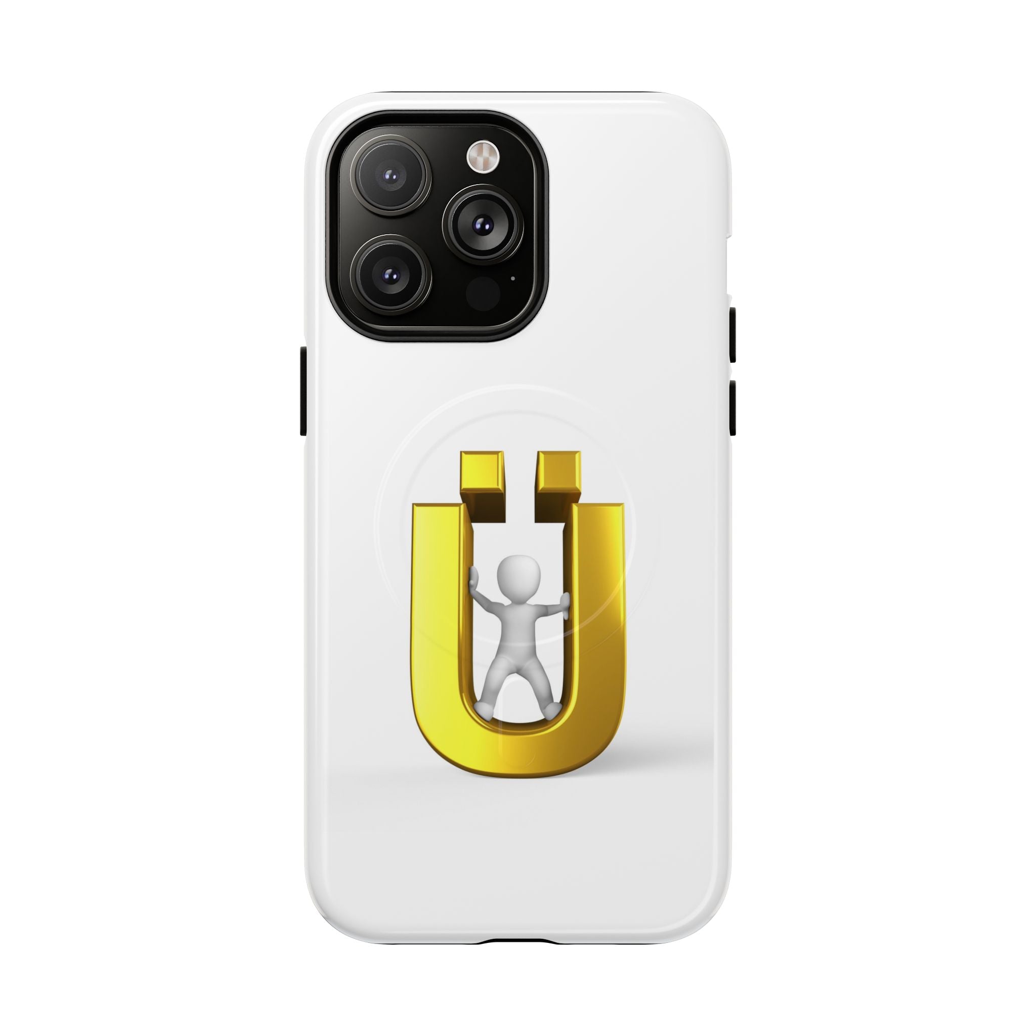 Coque de téléphone à logo lettre Ü dorée | Coque magnétique robuste