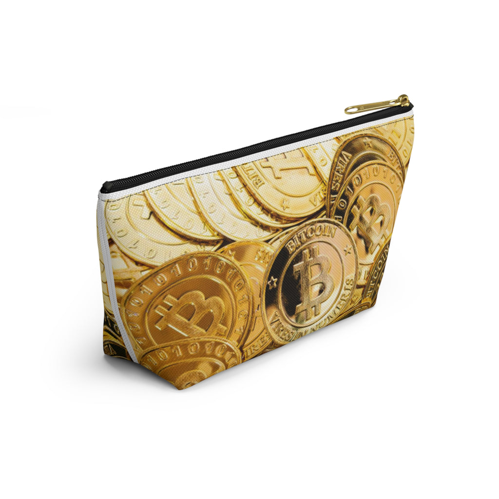 Bitcoin Coin Print Accessory Pouch | T Bottom Cosmetic Bag