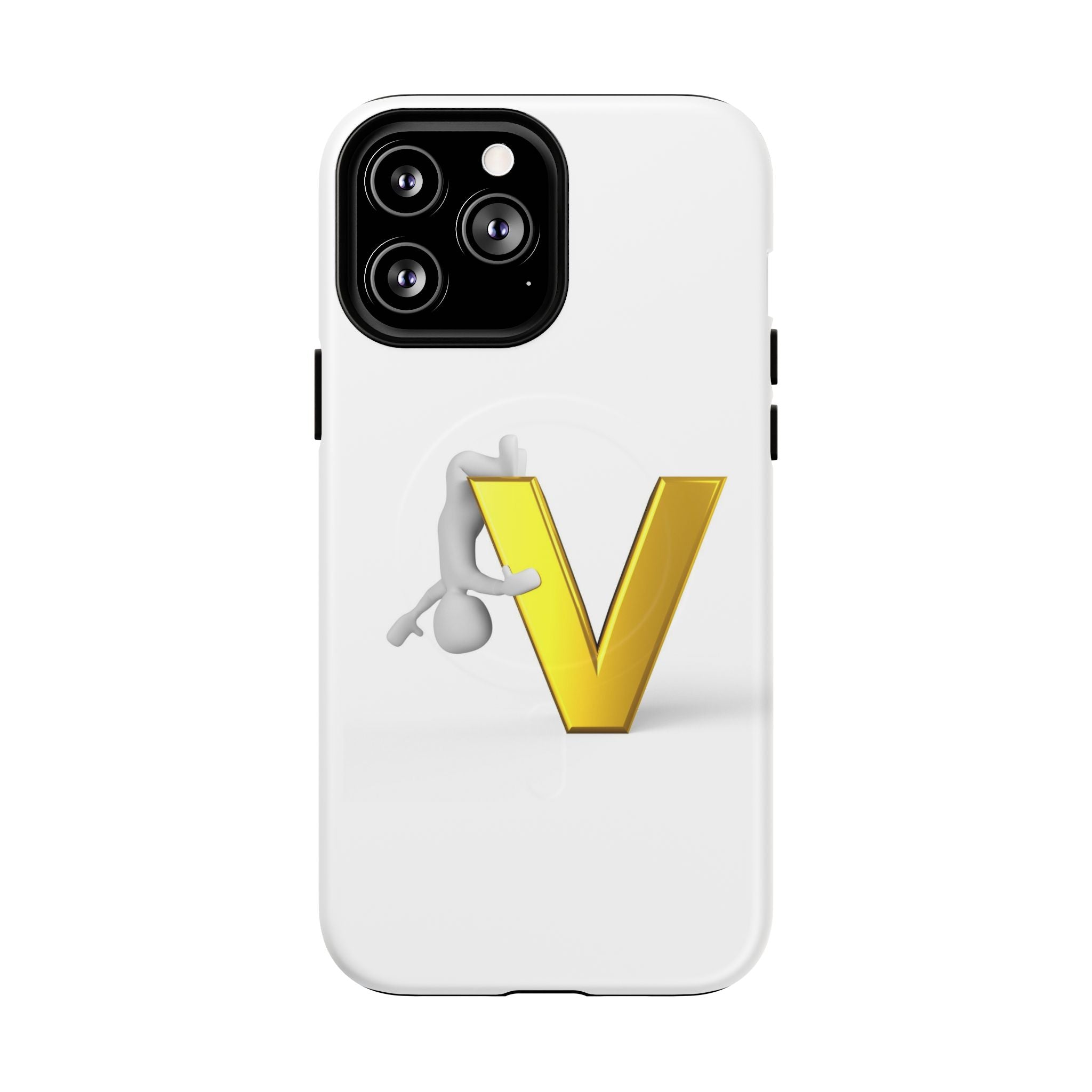 Coque de téléphone aimantée résistante 3D lettre V jaune | Coque iPhone Monogramme V