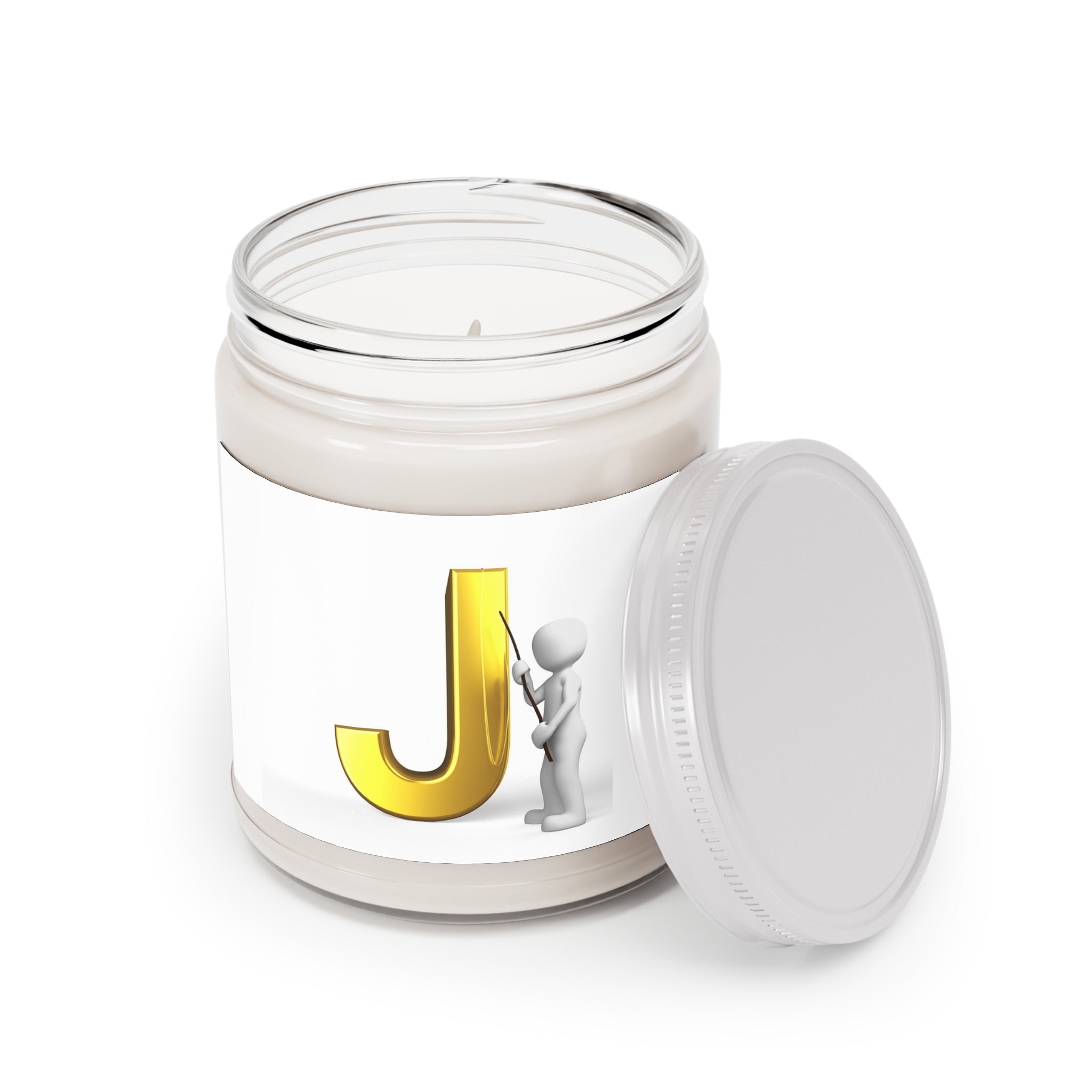 Gold Letter J Initial Candle, Soy Candle 9oz