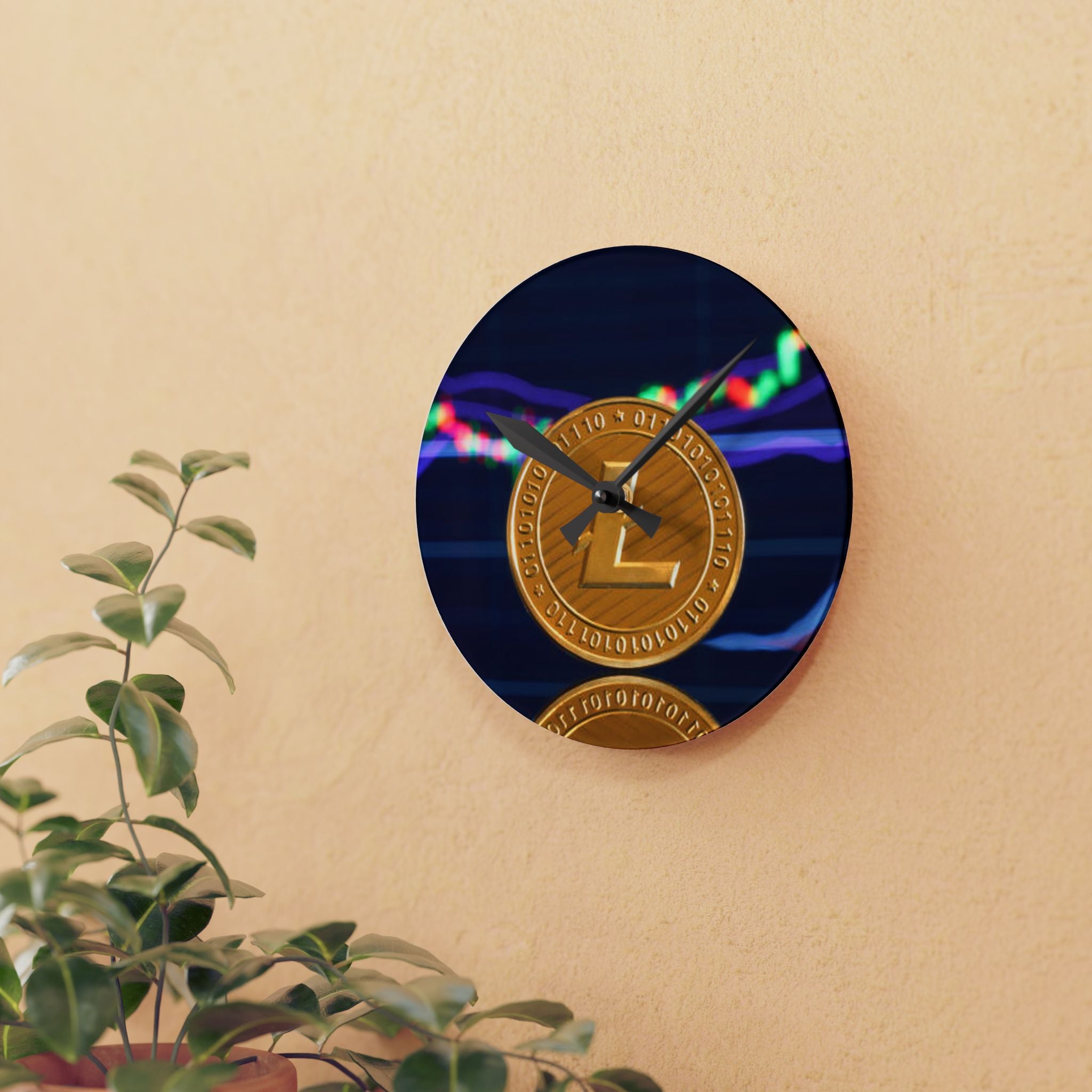Litecoin Coin Crypto Wall Clock | Acrylic