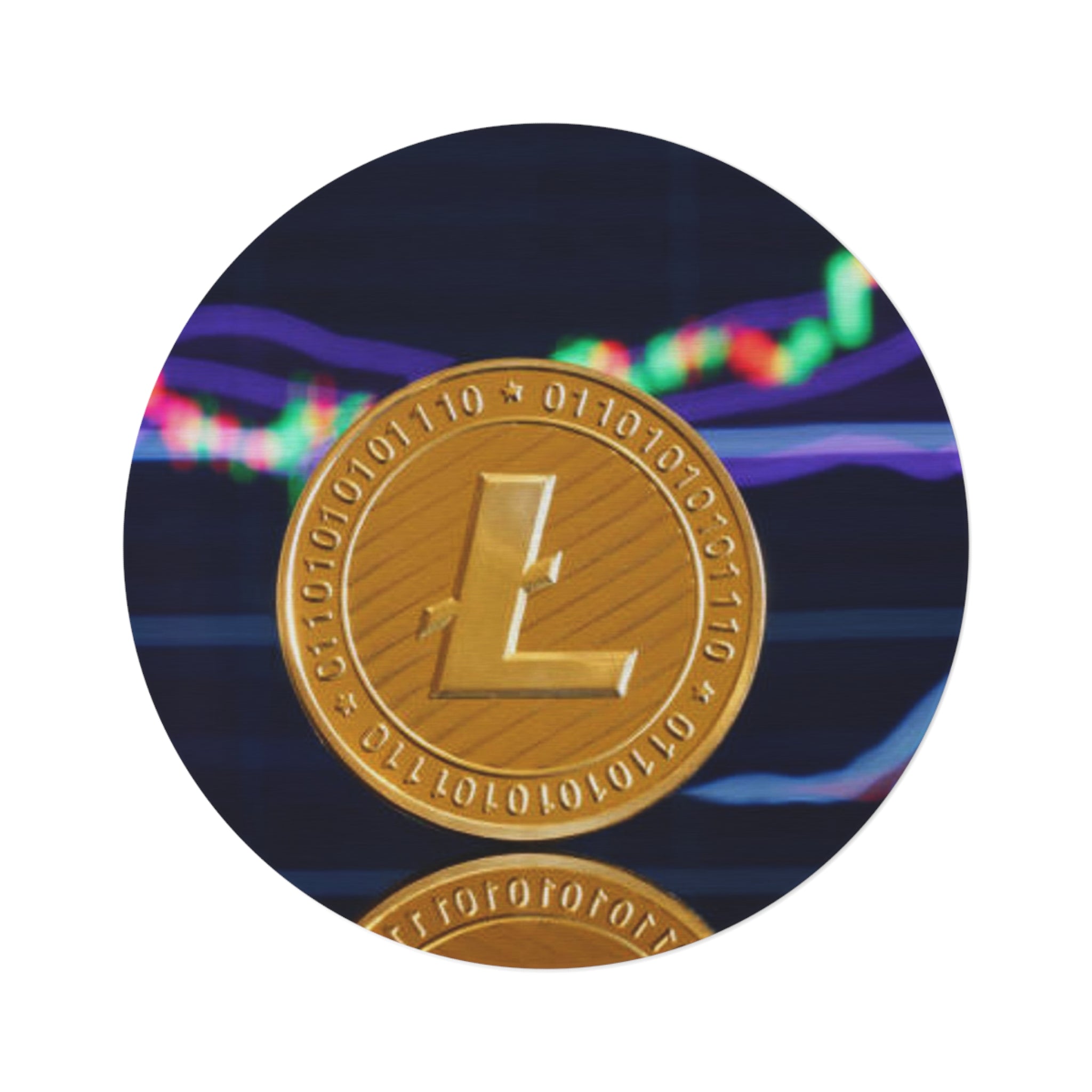 Litecoin Coin Crypto Round Rug | Cryptocurrency Floor Mat, Digital Currency Decor