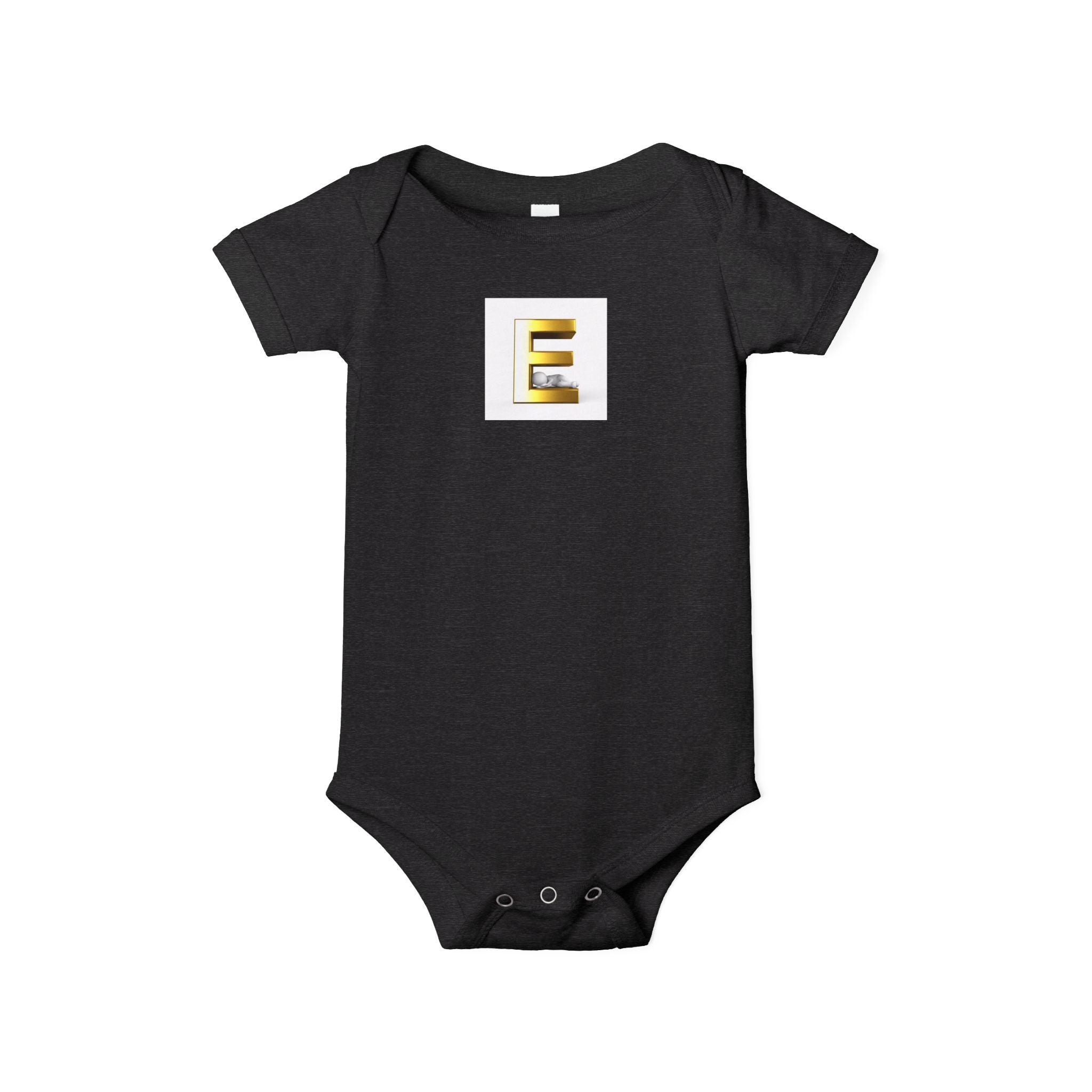 Body bébé motif lettre E dorée | Body bébé personnalisé initiales
