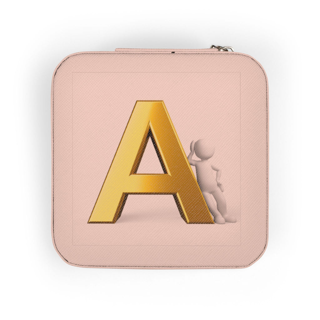 Gold Monogram A Jewelry Travel Case | Personalized Initial Trinket Box