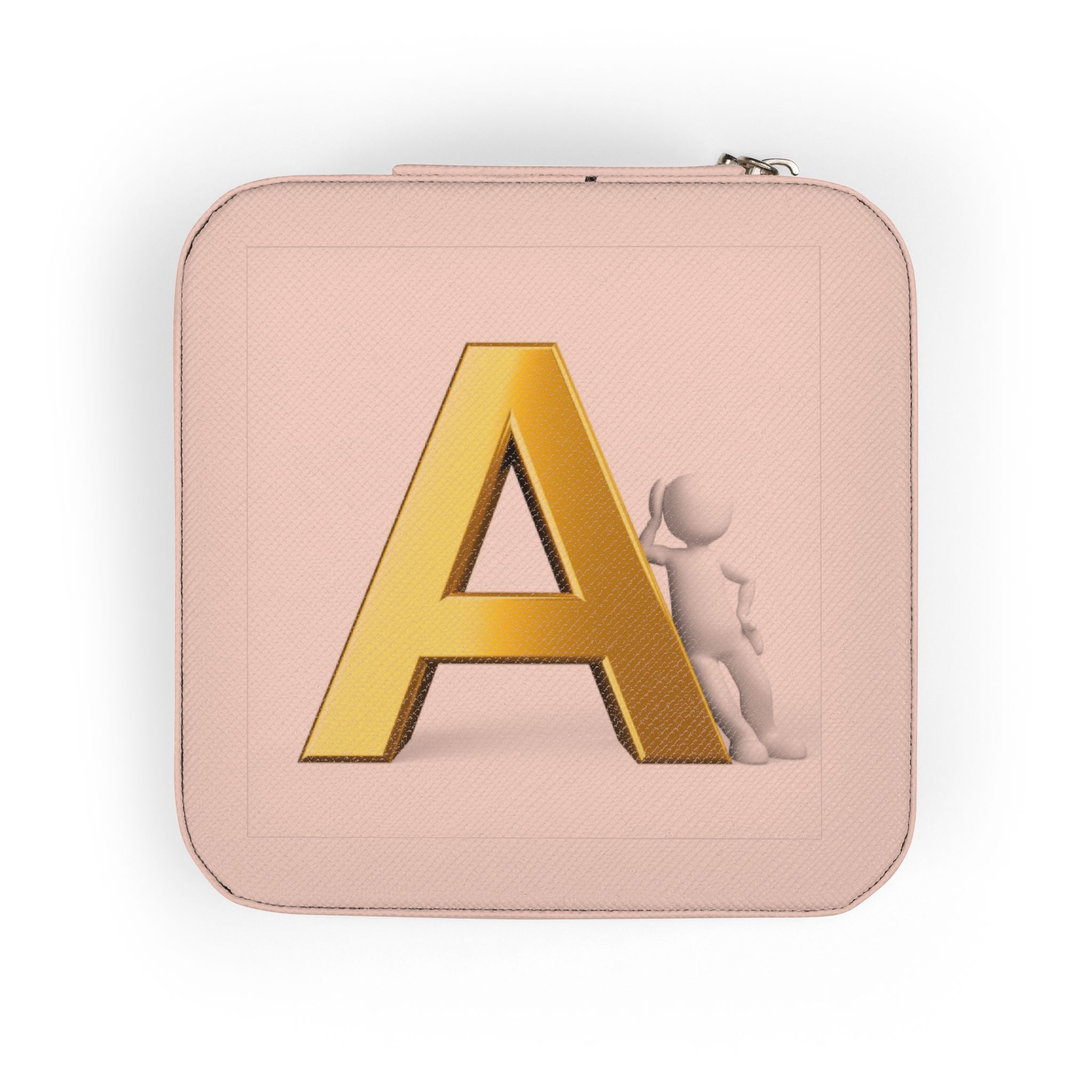Gold Monogram A Jewelry Travel Case | Personalized Initial Trinket Box