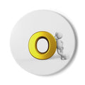 Gold O Letter Leaning Figure ceramic coaster | Monogram Initial O coaster