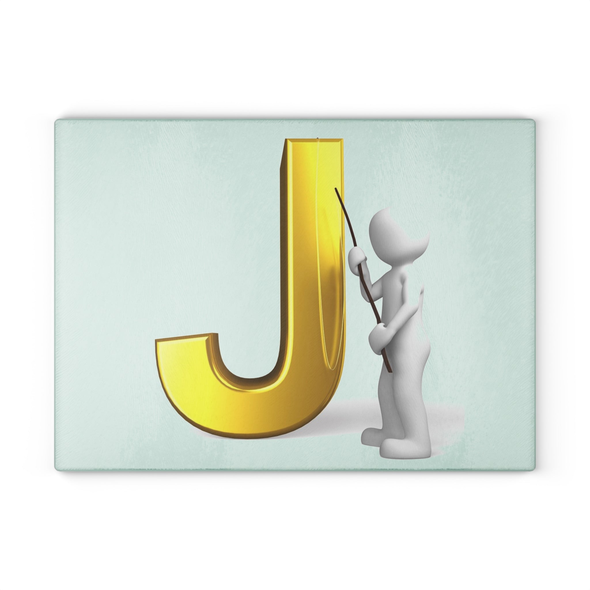 Gold Letter J Initial Glass Cutting Board | Monogram Kitchen Decor