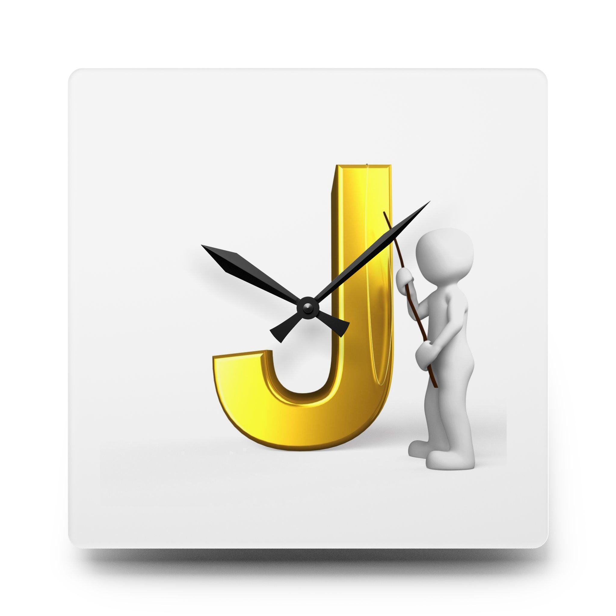 Horloge Murale en Acrylique Monogramme Lettre J Dorée | Décoration d'Intérieur Initiale J