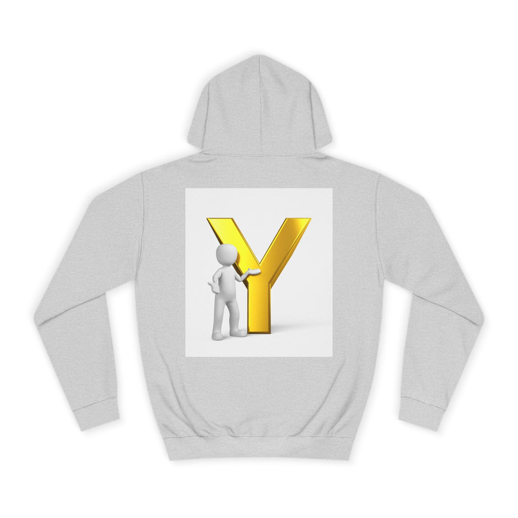 3D Gold Letter Y with Figure Hoodie | Initial Monogram Sweatshirt