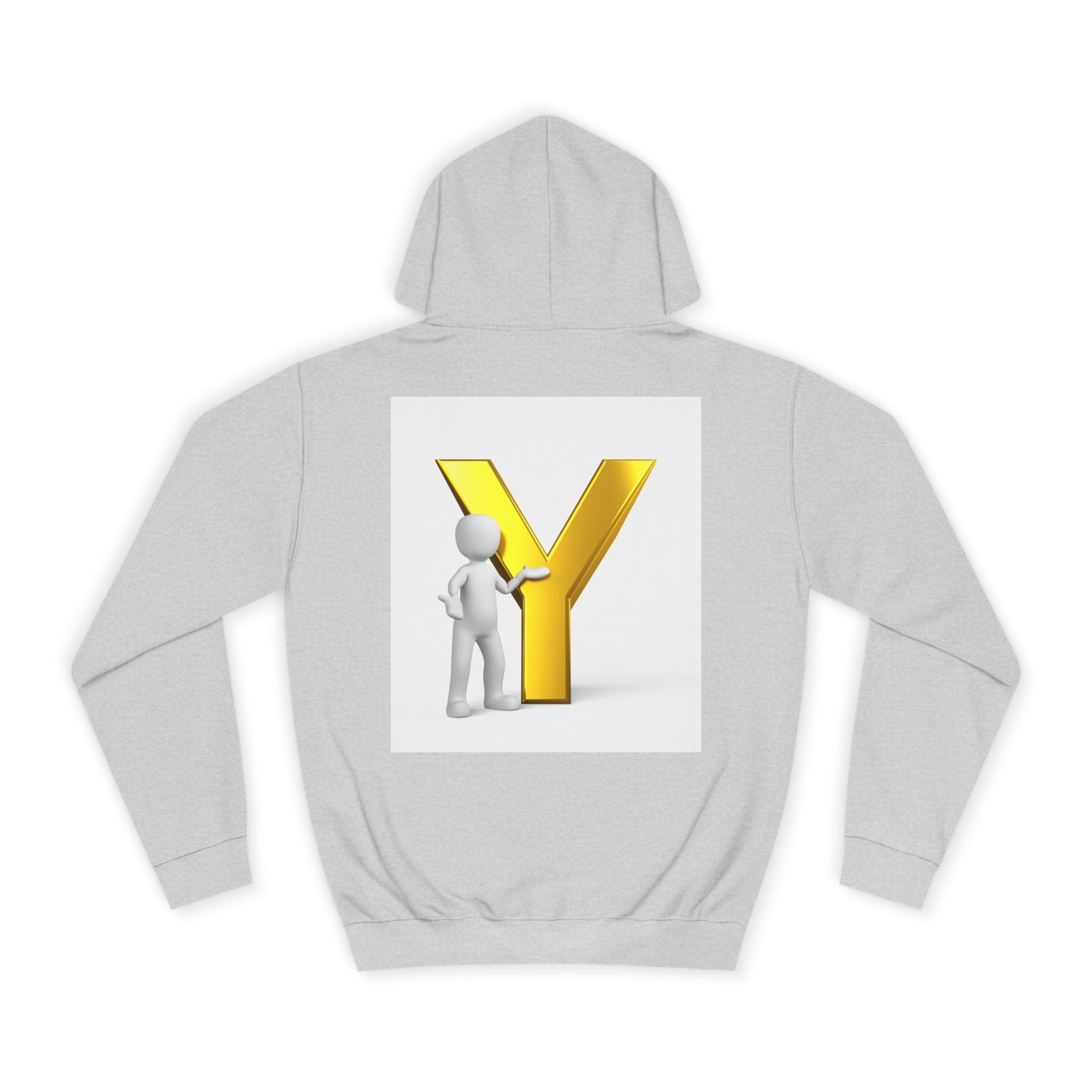 3D Gold Letter Y with Figure Hoodie | Initial Monogram Sweatshirt