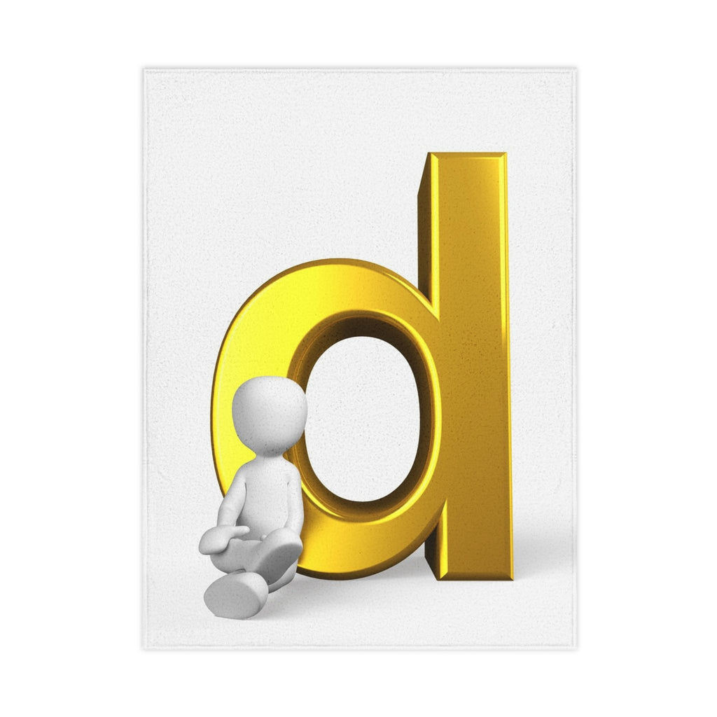 Gold Letter d with Sitting Figure Toddler Blanket | Alphabet Nursery Decor