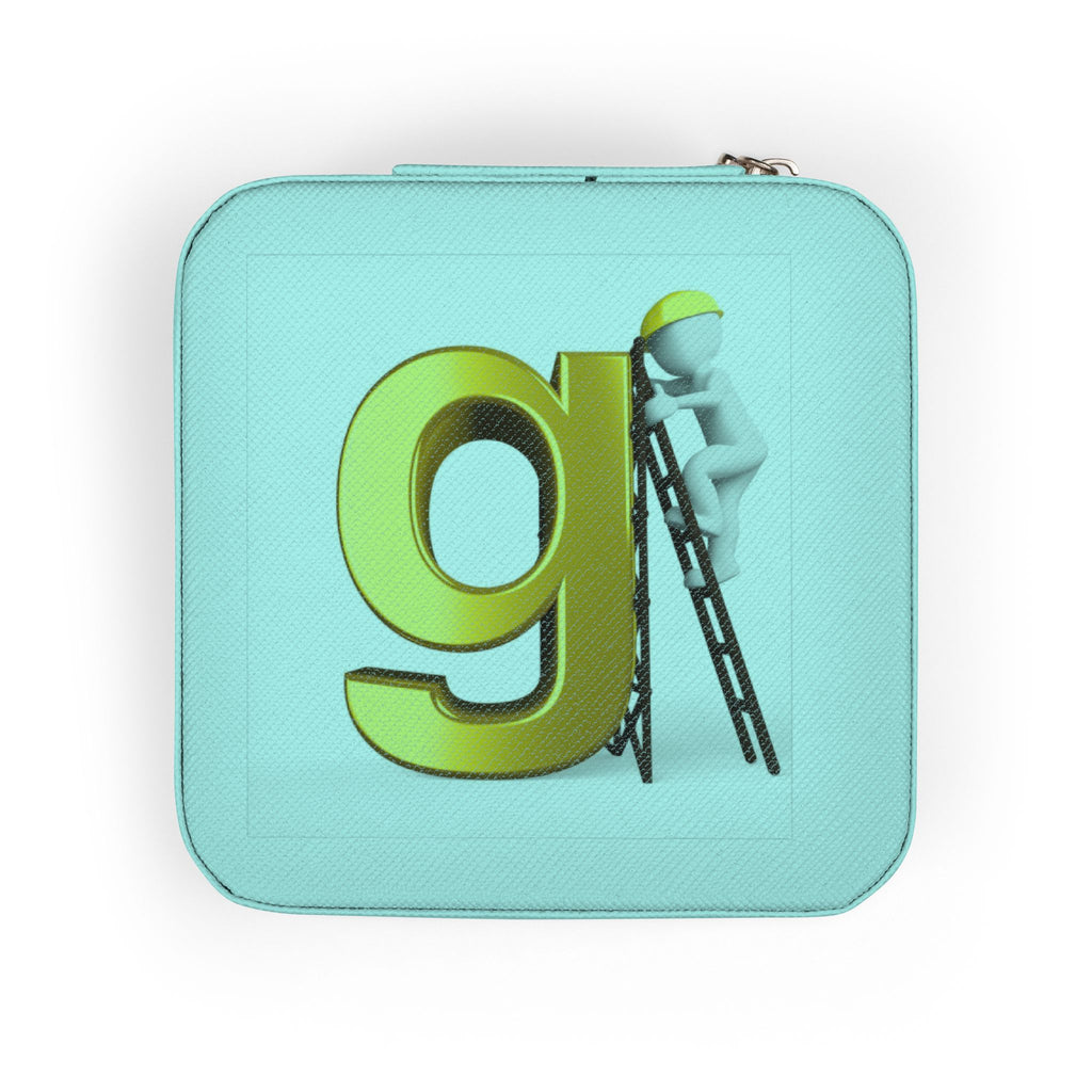 Gold letter G monogram Jewelry Travel Case | compact zippered travel jewelry organizer