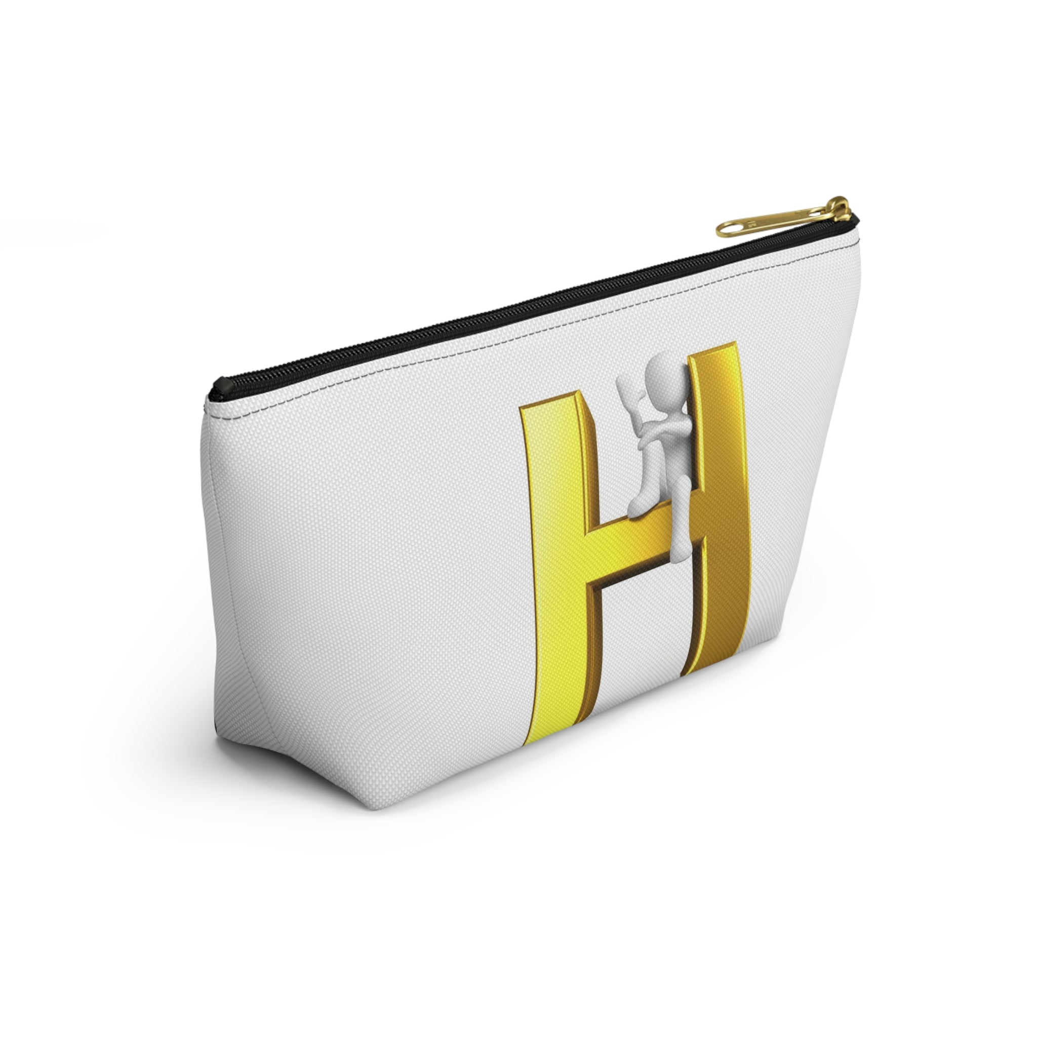 Gold 3D Letter H with Climbing Figure Accessory Pouch
