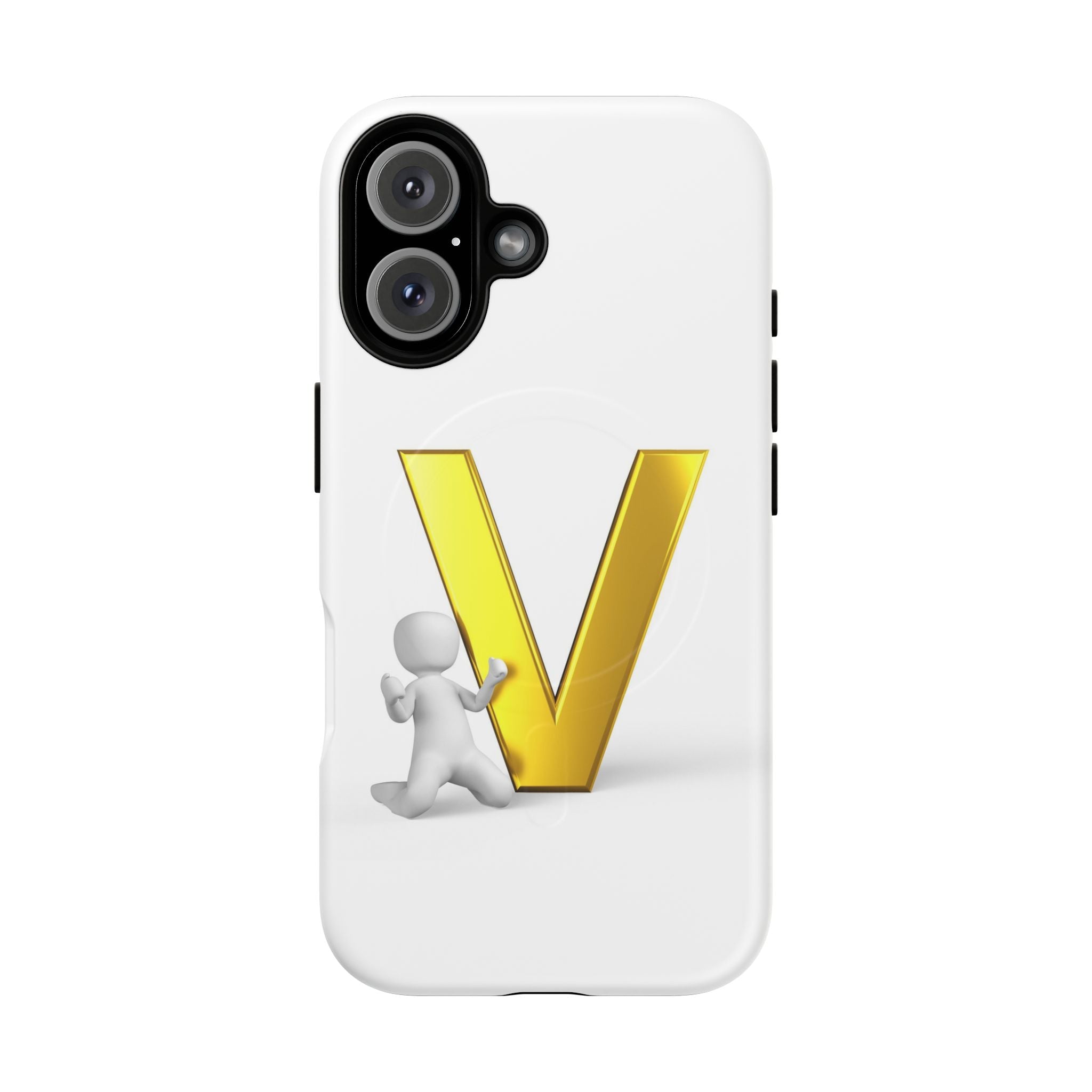 Coque de téléphone à monogramme lettre V dorée | Coque magnétique résistante