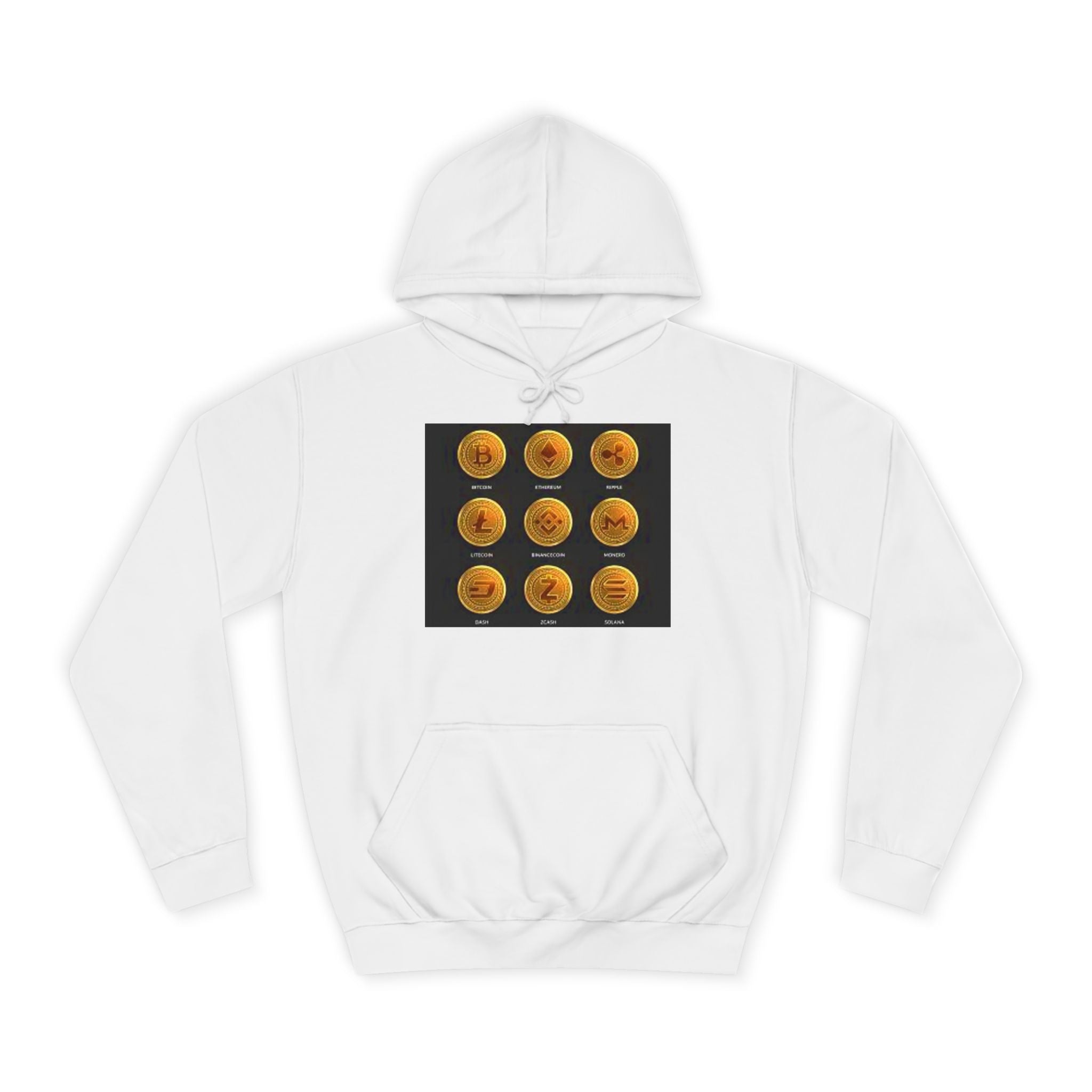 Crypto Coin Icons Hoodie | Bitcoin Ethereum Litecoin Ripple Doge Zcash Monero