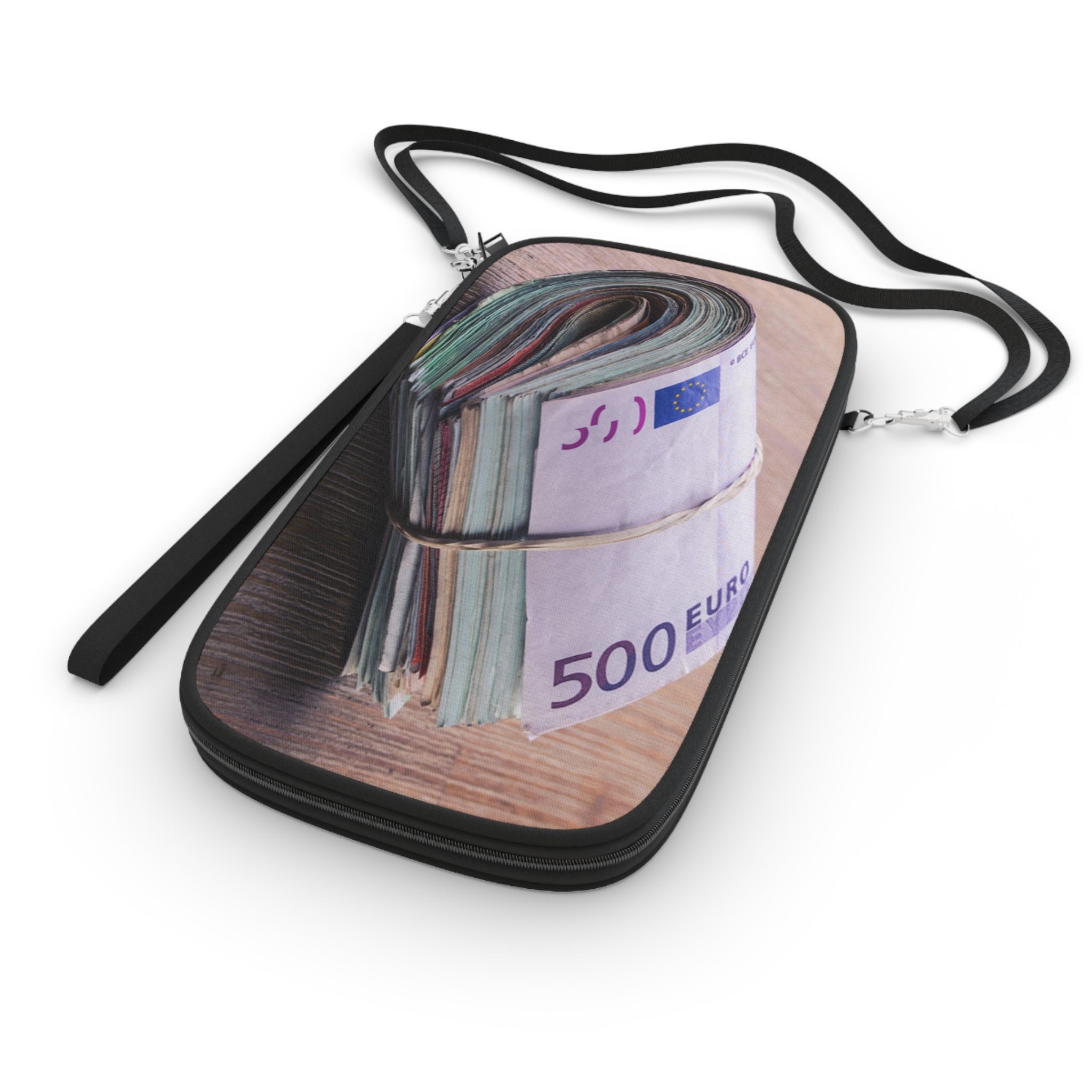 Stack of Euro Bills Passport Wallet | Money Roll Travel Accessory