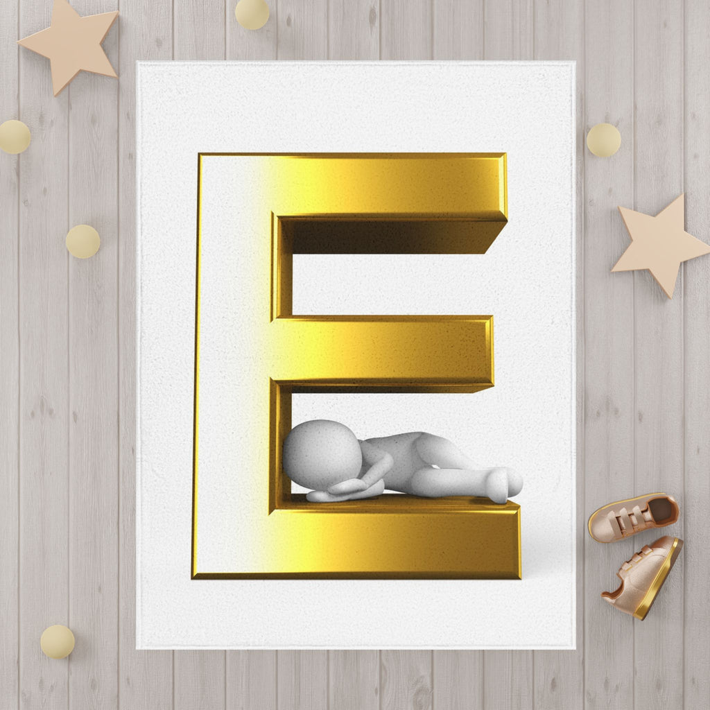 Gold Letter E Toddler Blanket | 3D Figure Letter E Blanket