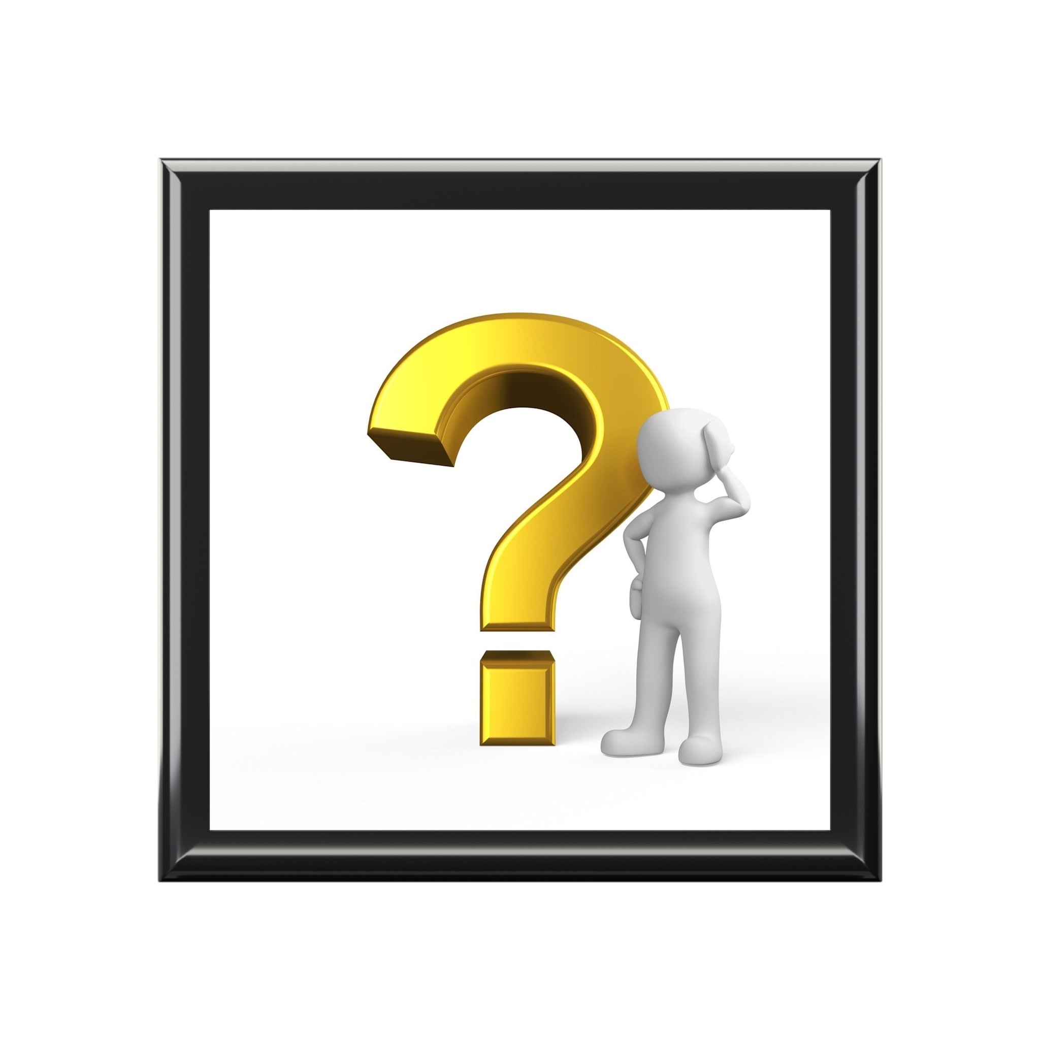 3D Question Mark Figure Jewelry Box | Black Keepsake Trinket Box
