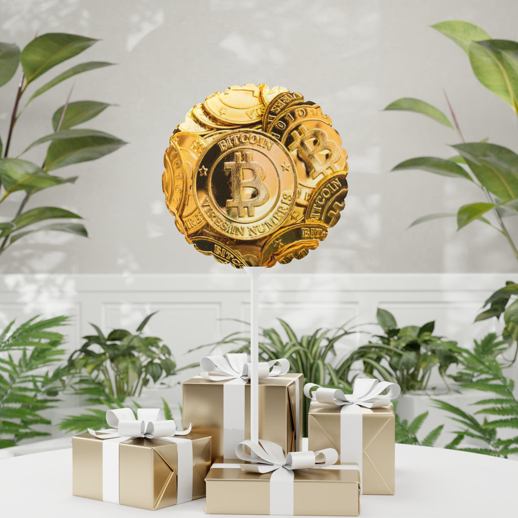 Gold Bitcoin Coin balloon Round Balloon | 11" Heart and Round Foil