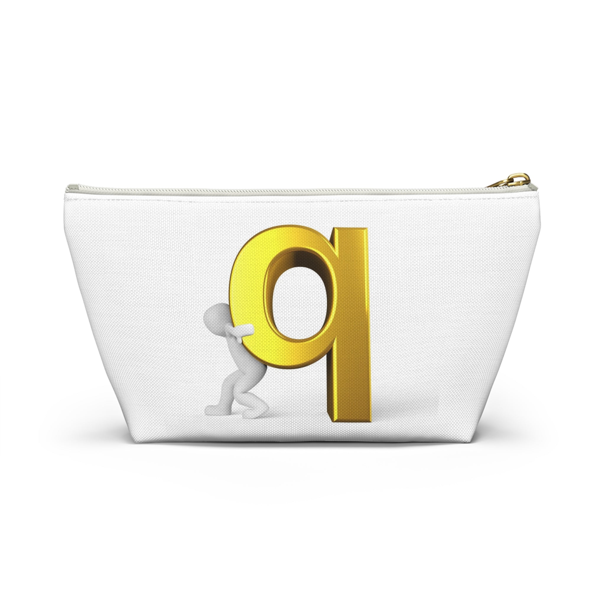 Gold Letter Q Monogram Accessory Pouch | T-Bottom Makeup Bag