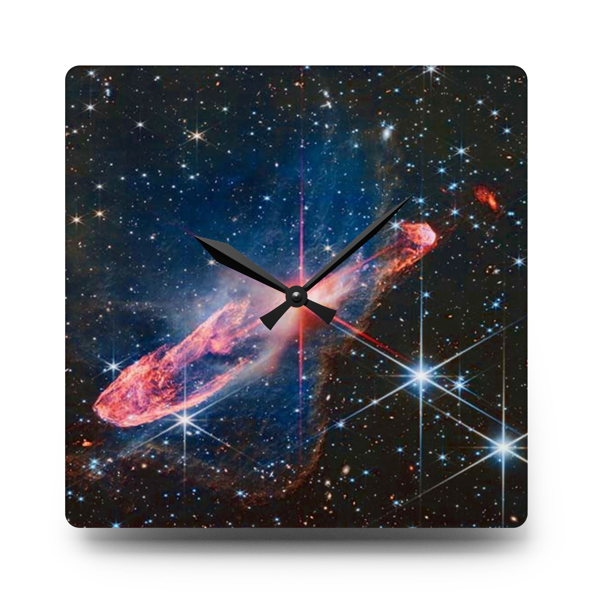 Horloge murale en acrylique Art de l'espace Galaxie Nébuleuse | Décor Éclat cosmique