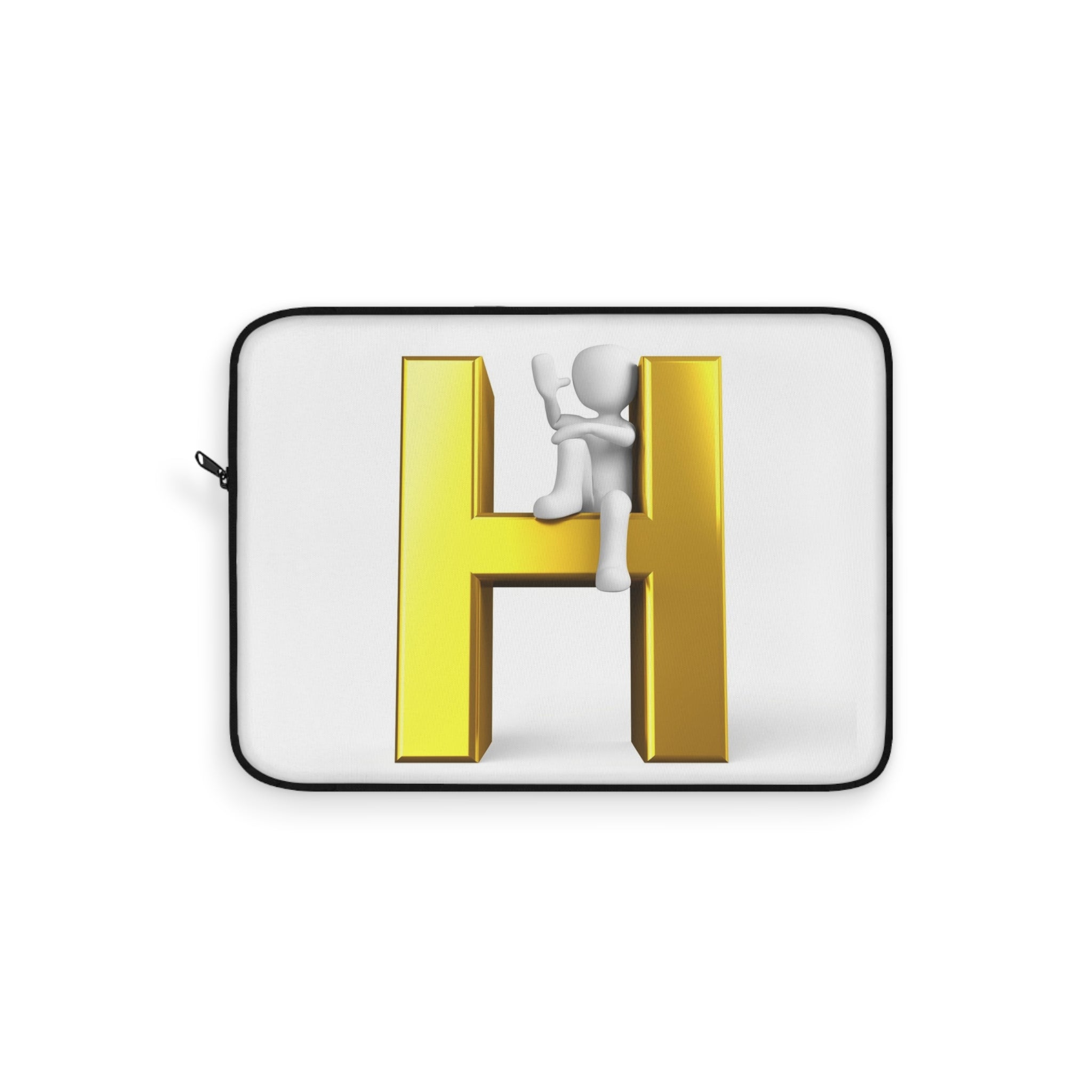 Gold 3D Letter H with Climbing Figure Laptop Sleeve | Monogram H