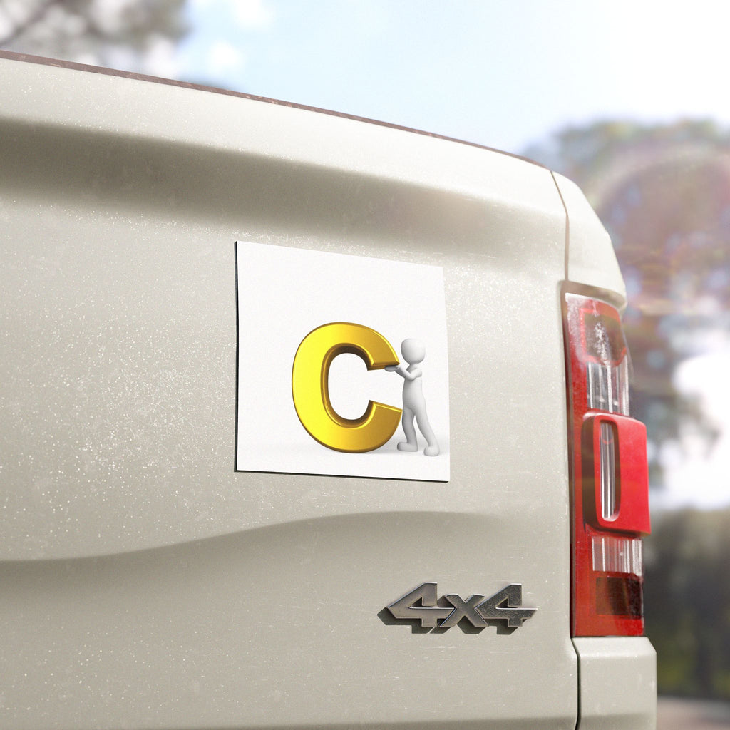 Gold Letter C car magnet | Initial Monogram Magnetic Decal