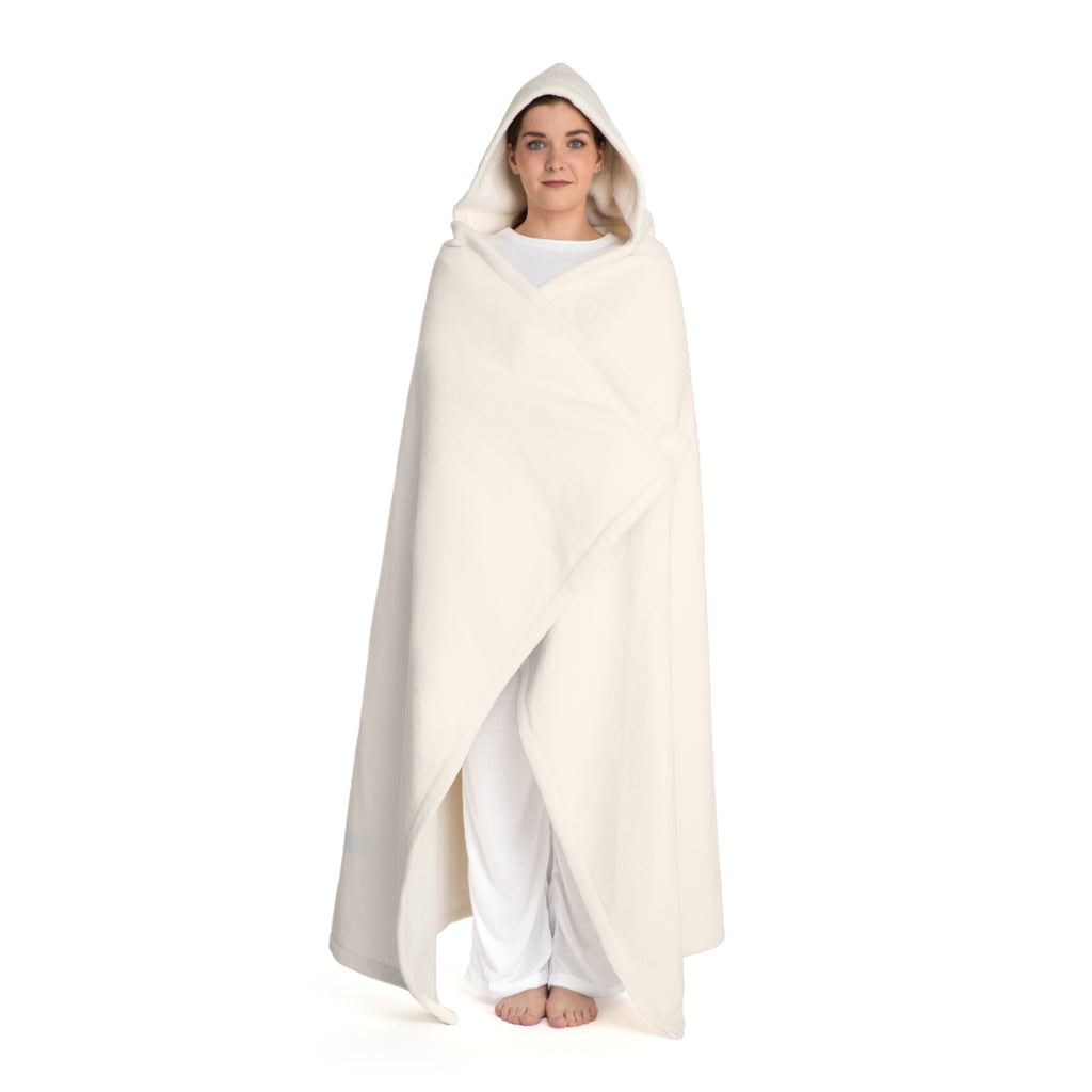 Cream Hooded Sherpa Fleece Blanket | Gold Letter L With Figure