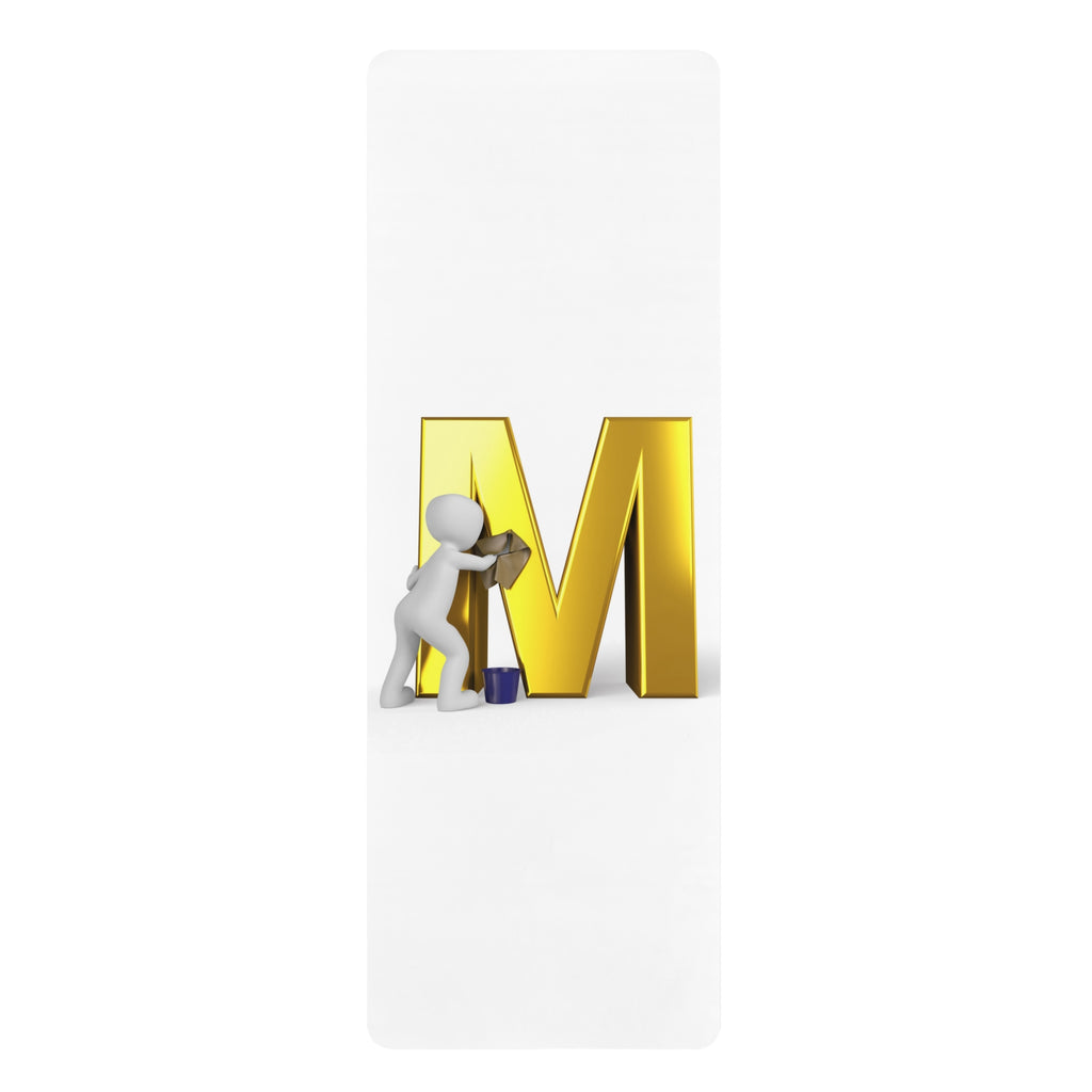 3D Character Polishing Gold Letter M Rubber Yoga Mat | Initial Monogram Yoga Mat