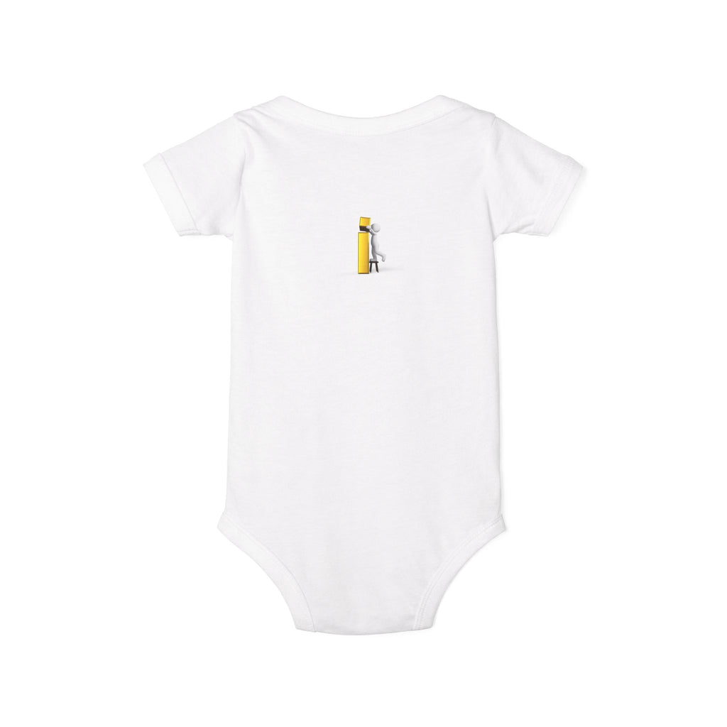 Little Figure Building Yellow Letter i Baby Onesie | Infant Bodysuit