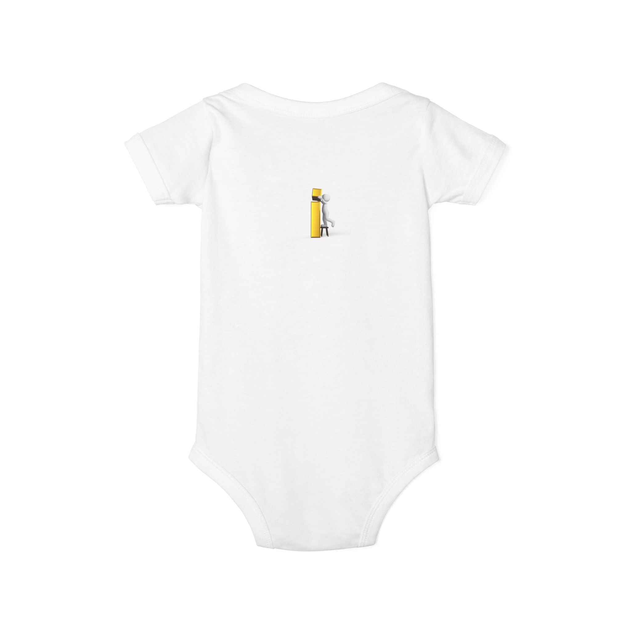 Little Figure Building Yellow Letter i Baby Onesie | Infant Bodysuit