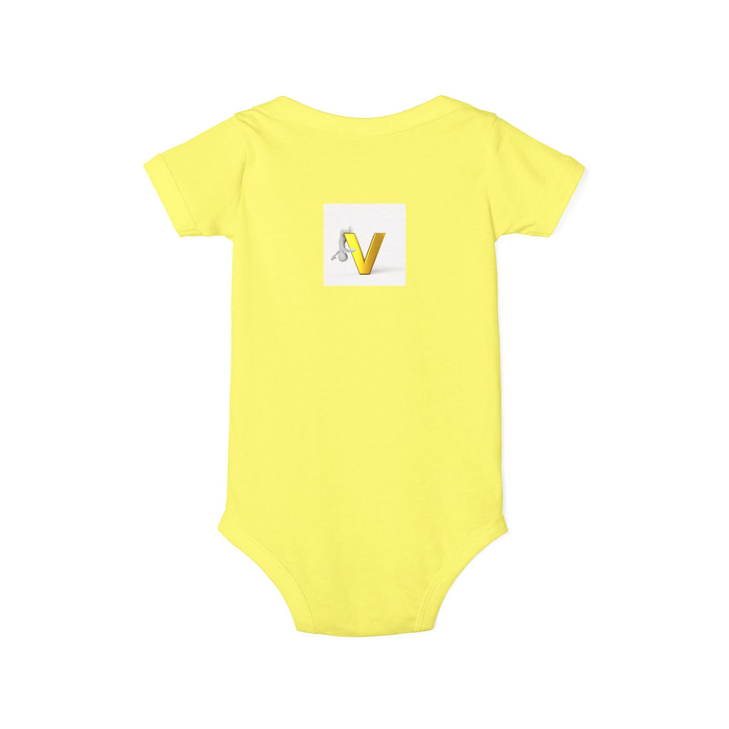 Letter V Baby Onesie | Gold Monogram Infant Bodysuit