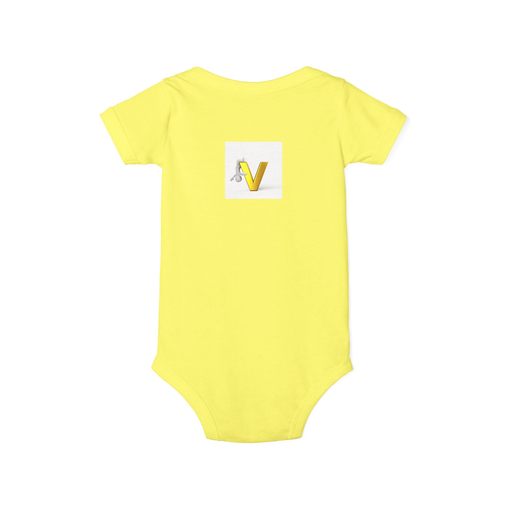 Letter V Baby Onesie | Gold Monogram Infant Bodysuit