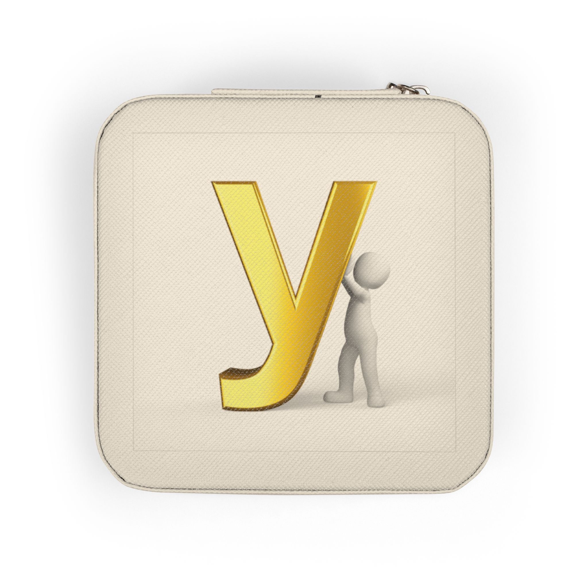 Gold Letter Y Monogram Jewelry Travel Case | Compact Necklace Ring Organizer