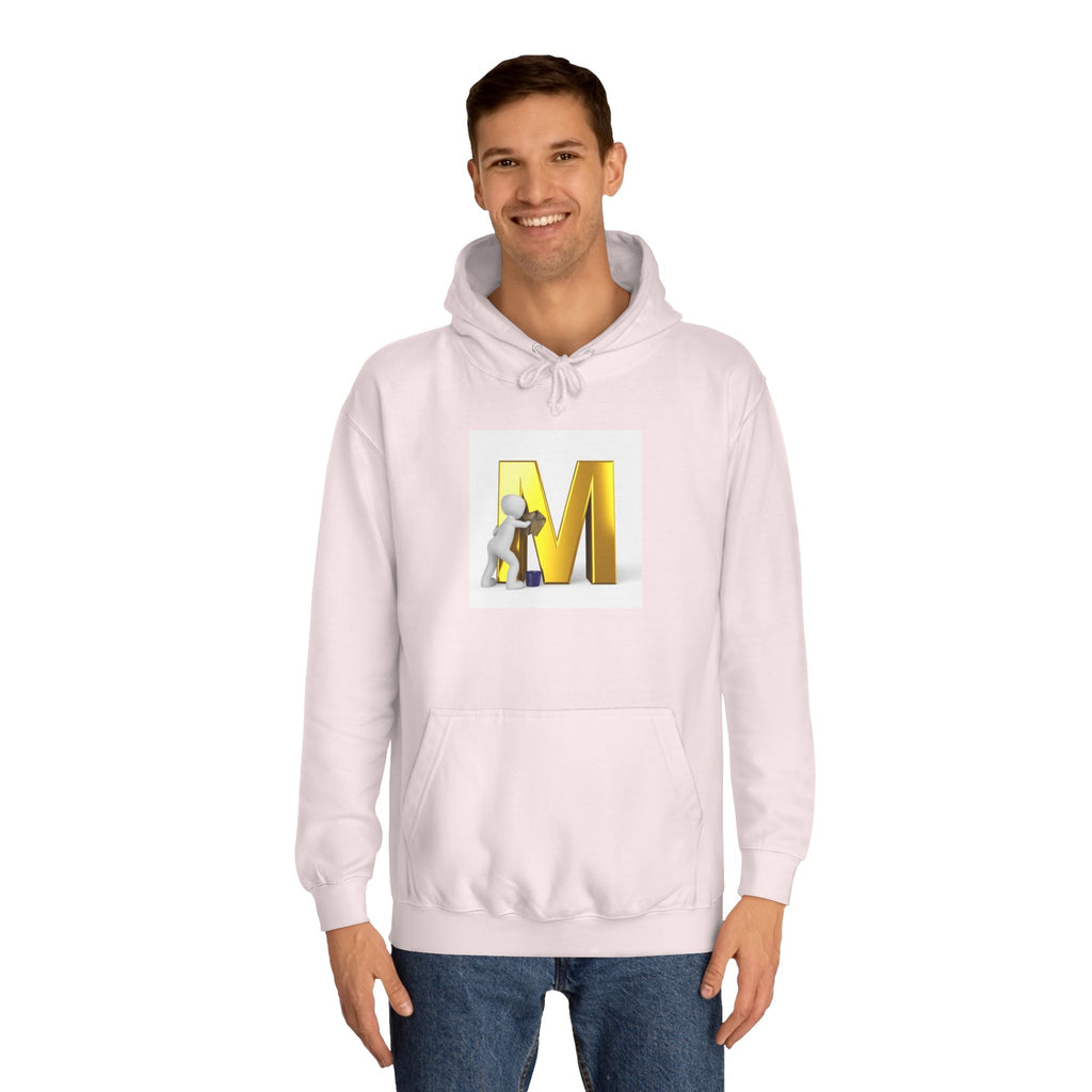 Gold Letter M with Figure Hoodie | Monogram Initial M Sweatshirt